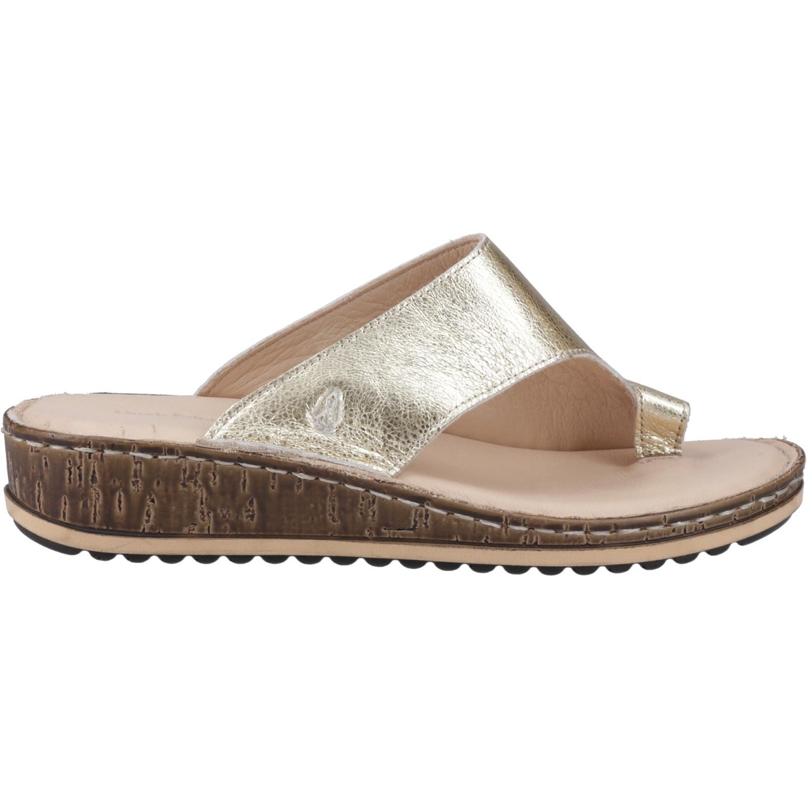 Hush Puppies Elissa Toepost Damen Sandalen Aus Wildleder In Gold