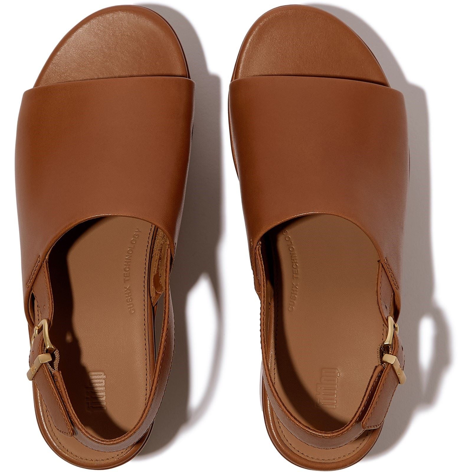 Fitflop Platfforms Heeled Backstrap Leder Damen Sandalen In Tiefem Braun