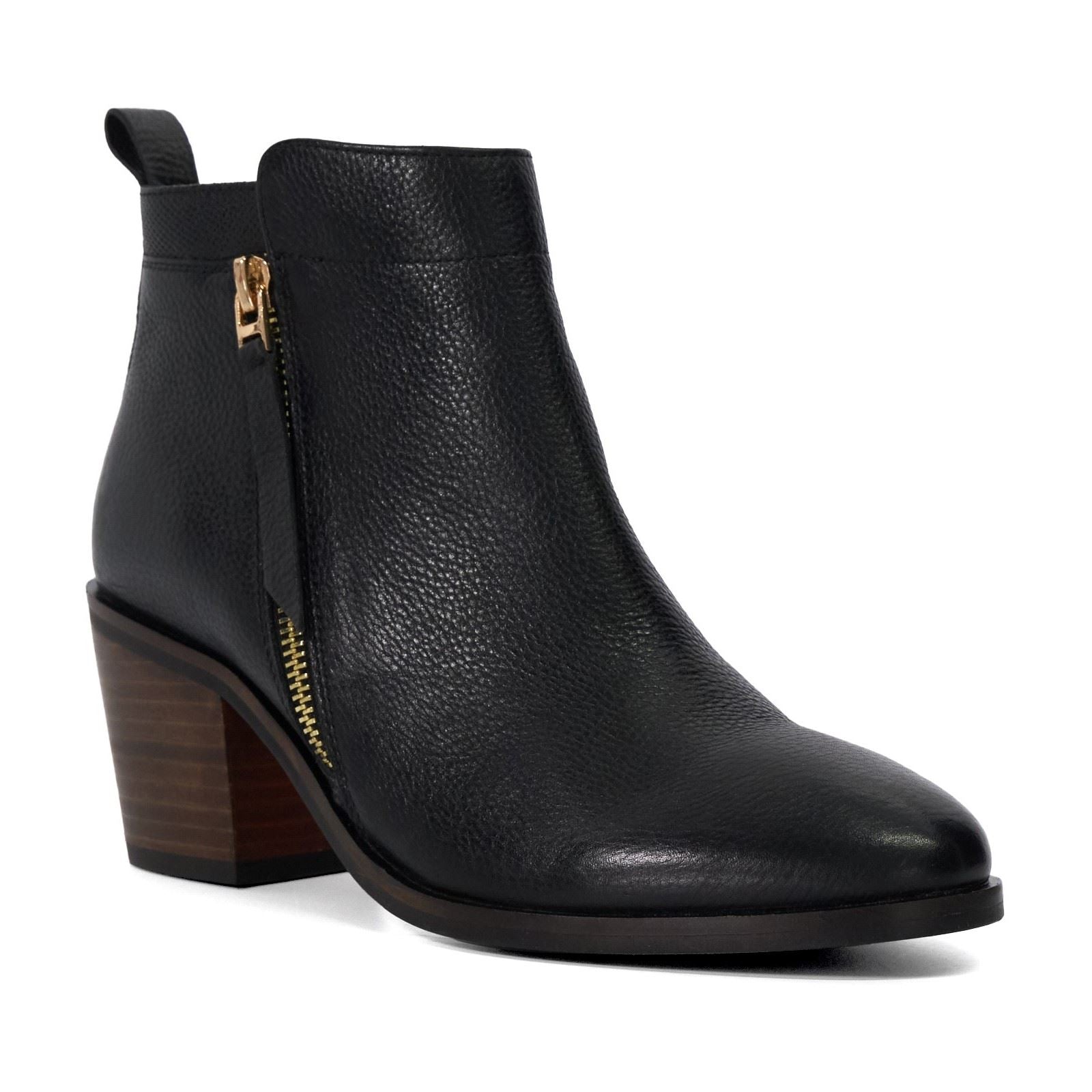 Dune Paicing Damen Stiefeletten Aus Schwarzem Leder Mit Absatz