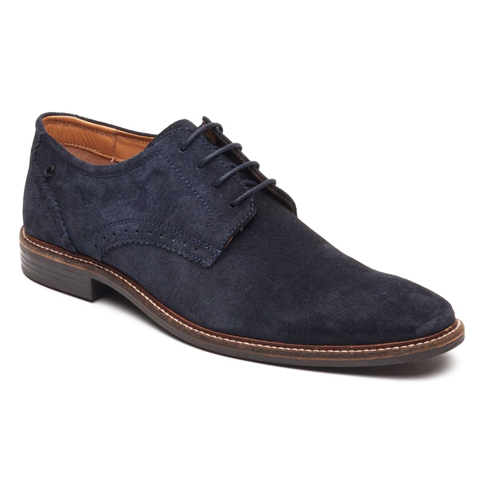 Base London Eton Lace Up Leder Herren Marineblaue Schnürschuhe