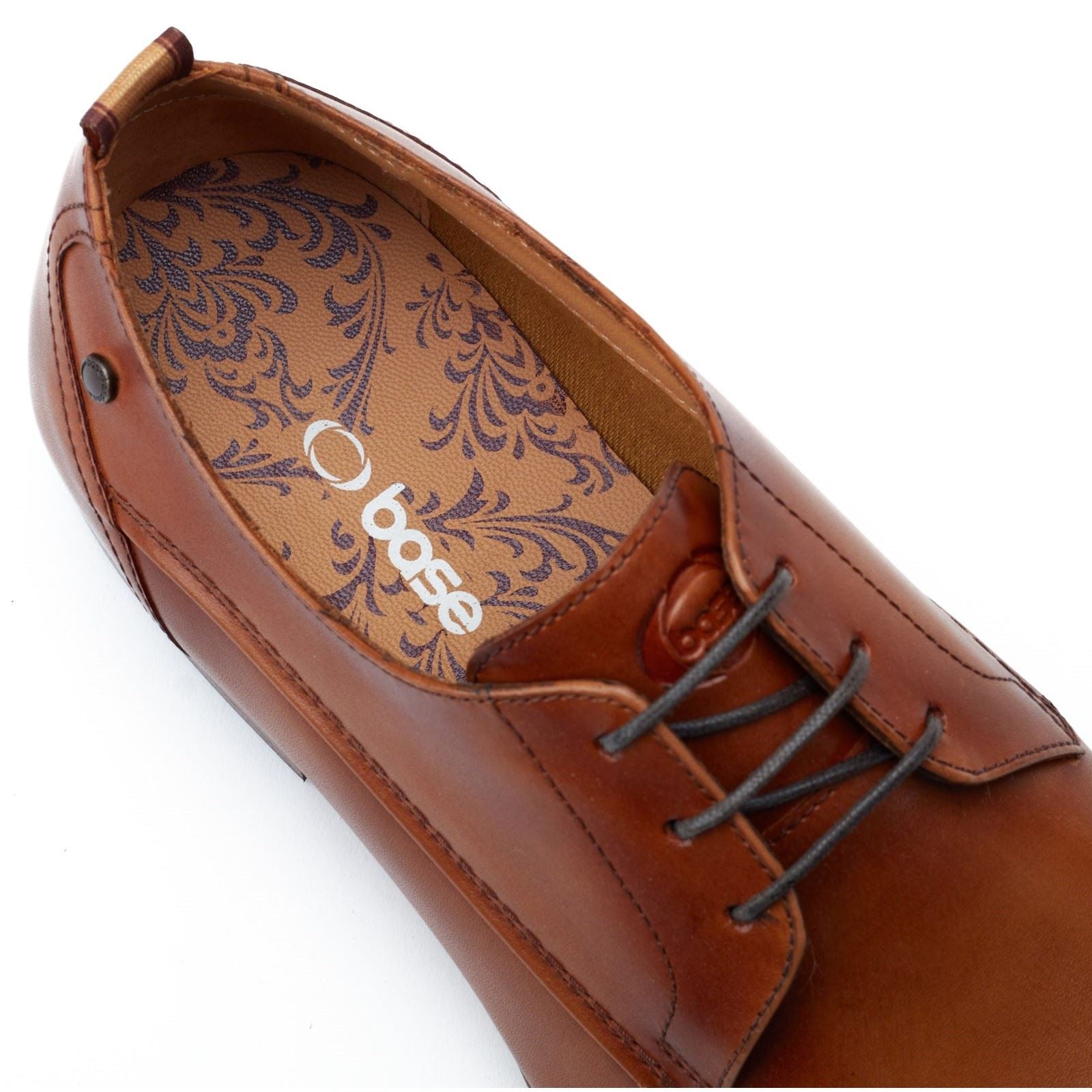 Base London Gambino Lace Up Leder Herren Schuhe In Verbranntem Tan Mit Schnürung