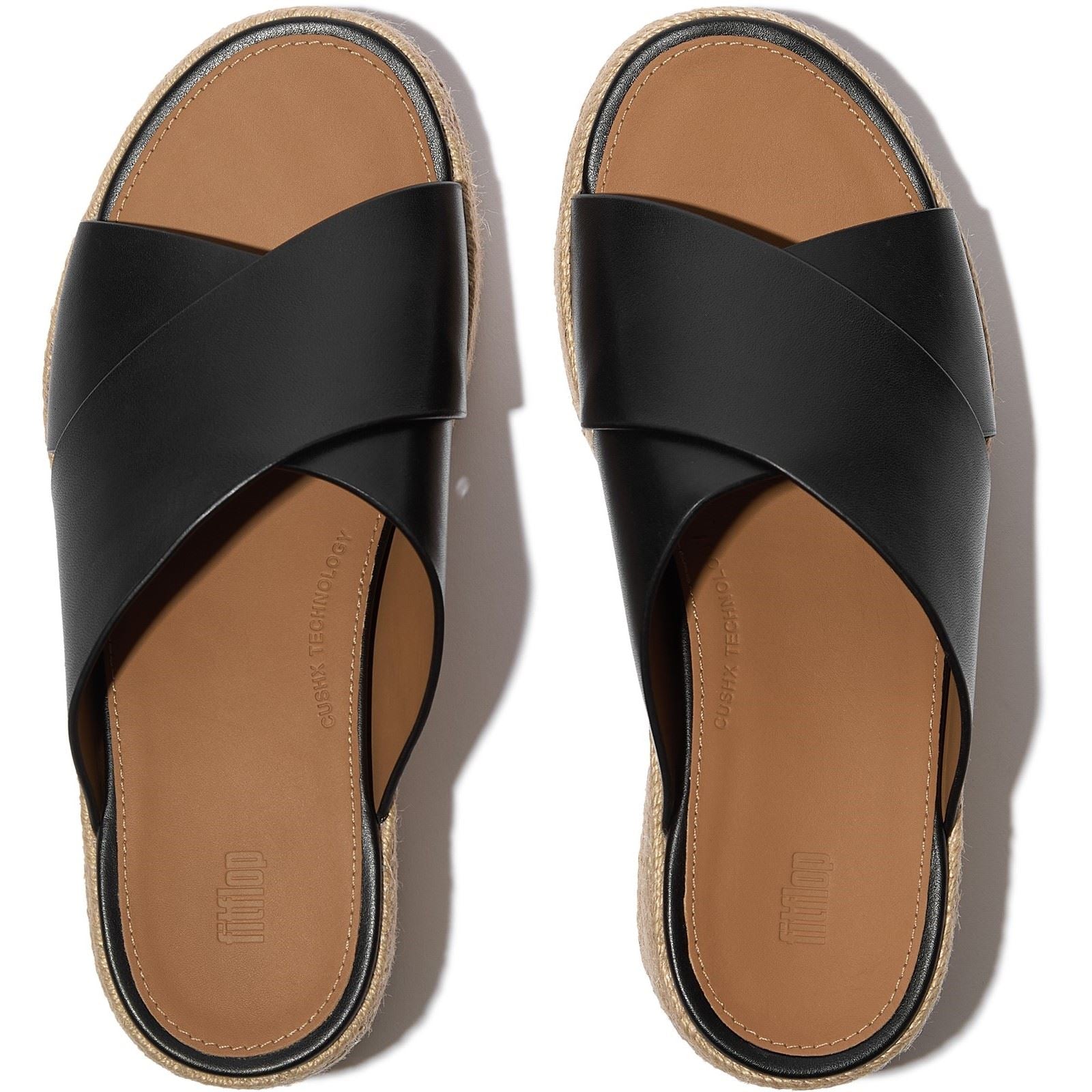 Fitflop Platfforms Leder Damen Schwarze Sandalen