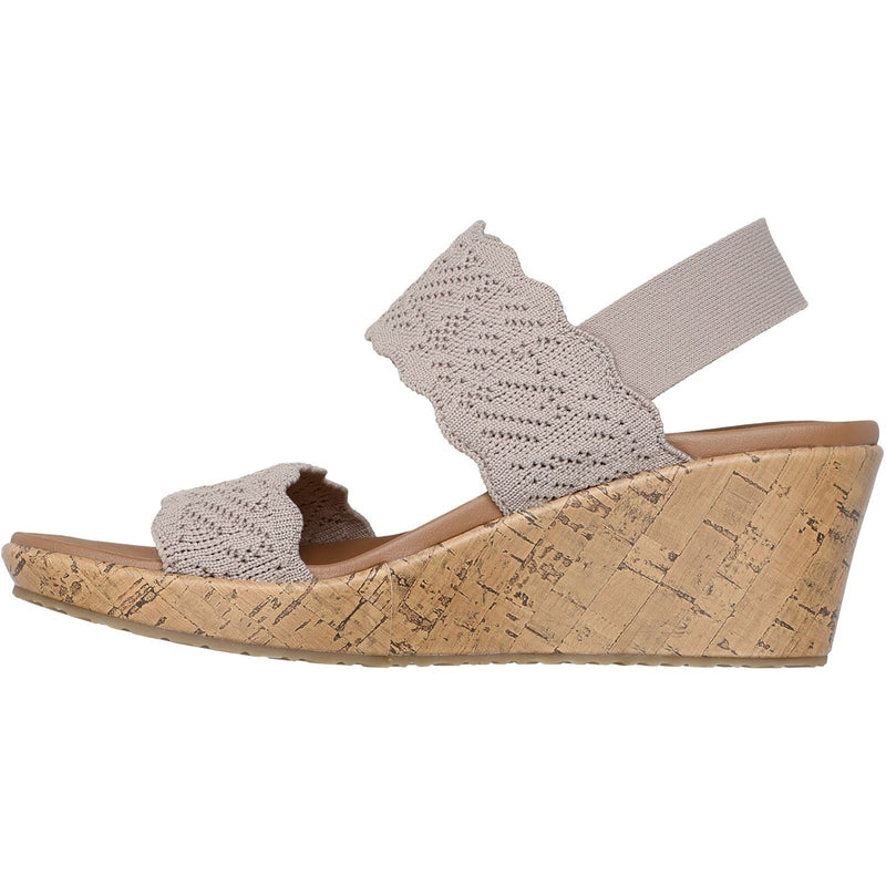 Skechers Beverlee Timeless Touch Damen Sandalen In Taupe Aus Textil