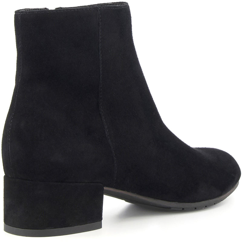 Dune Pippie Damen Stiefeletten aus schwarzem Leder mit Absatz