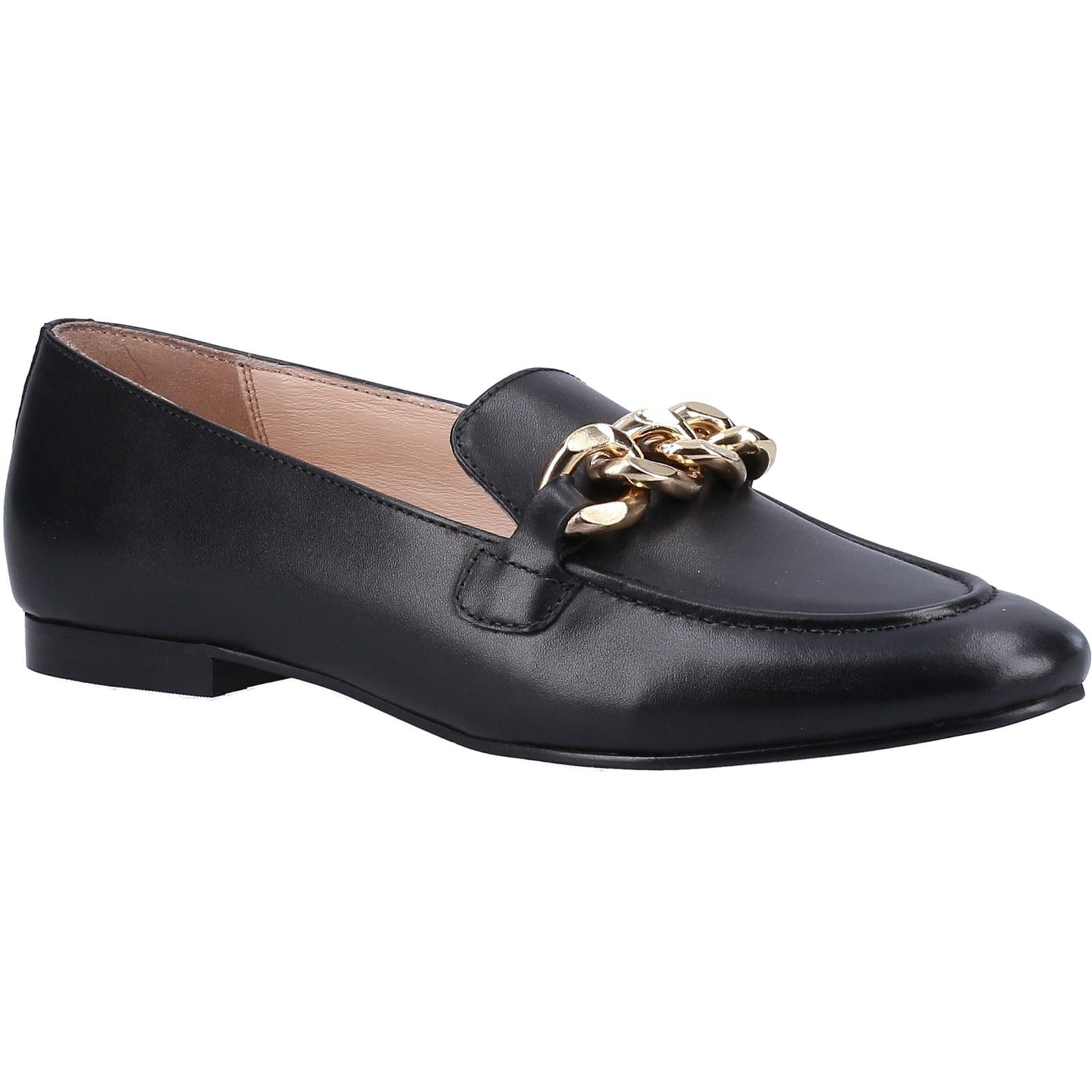 Hush Puppies Harper Chain Damen-Schwarze Farbe-Lederloafer