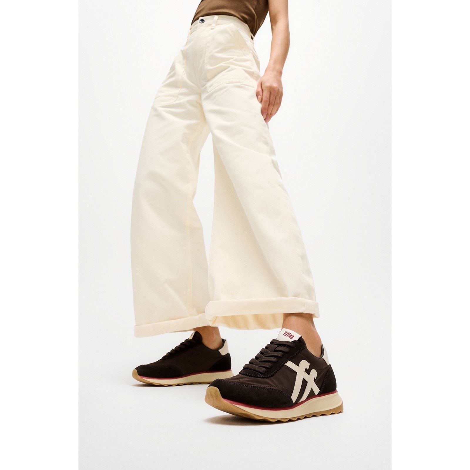 Fitflop Retro-Q FF Nylon Damen Sneakers In Schokoladenbraun/Paris Beige
