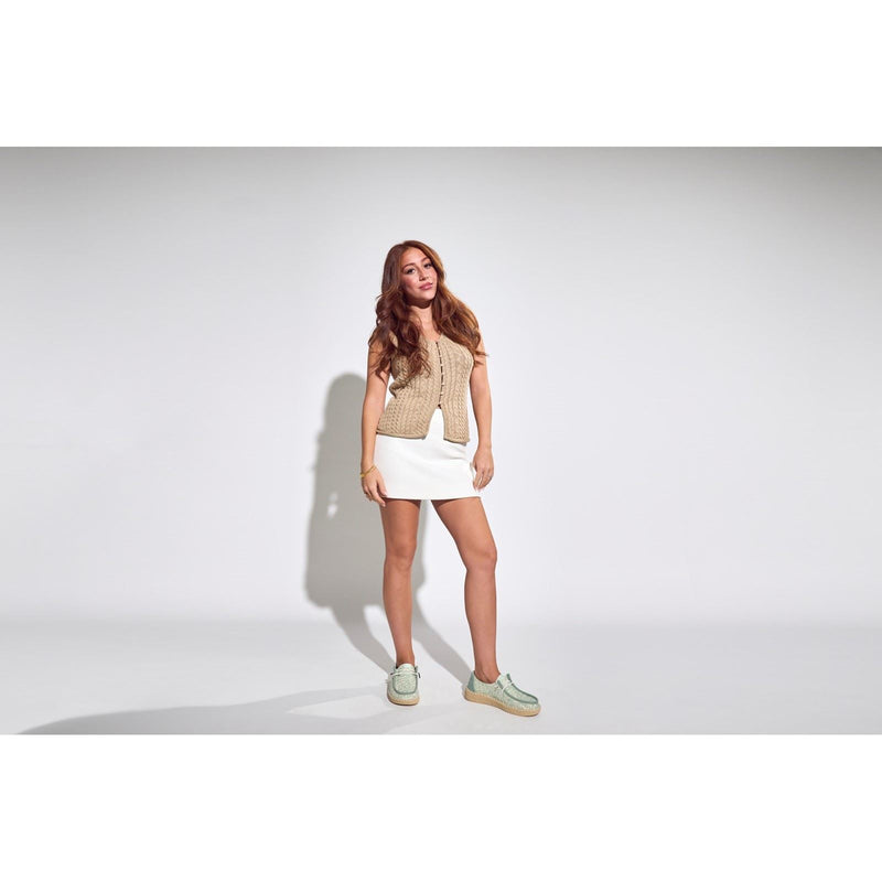 HEYDUDE Wendy Espadrille Retro Palm Damen Espadrilles In Celadon Grün/Weiß Aus Baumwollmischung