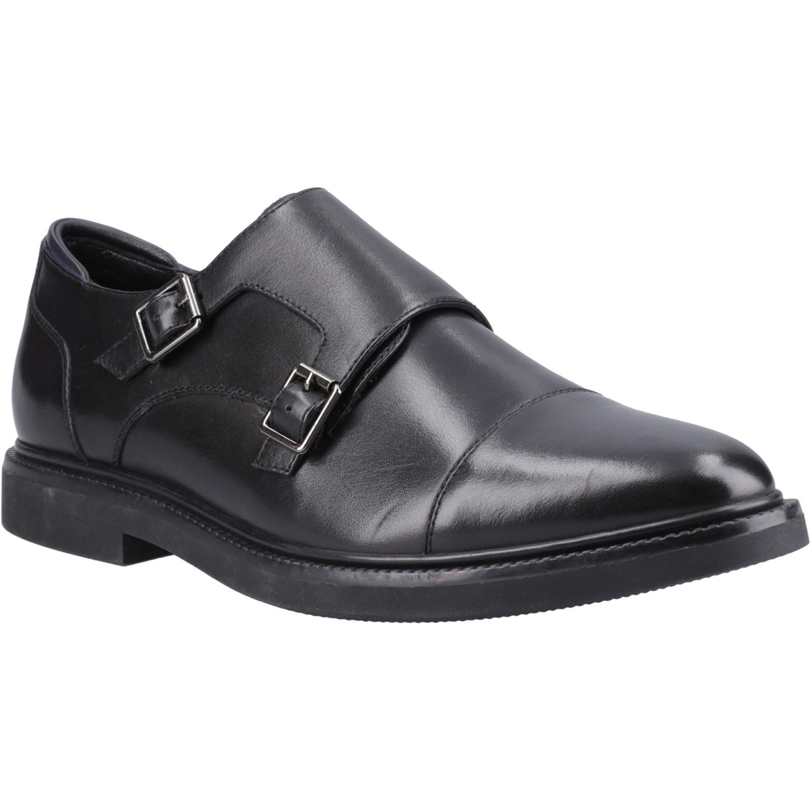 Hush Puppies Kane Herrenschuhe Aus Schwarzem Leder Mit Doppeltem Monk Riemen