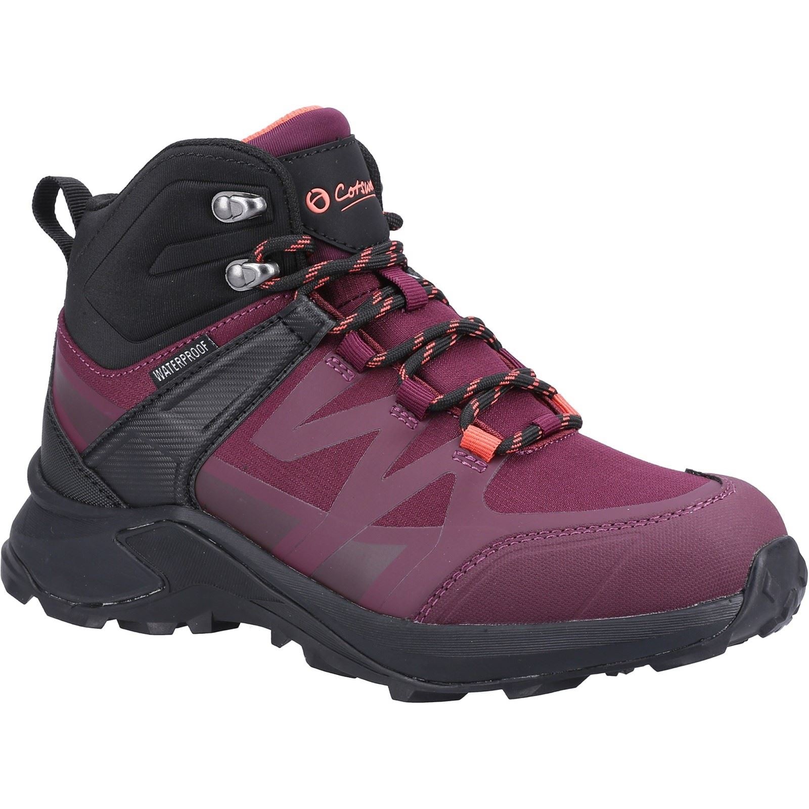 Cotswold Horton Maschen Damen Burgund Wanderstiefel