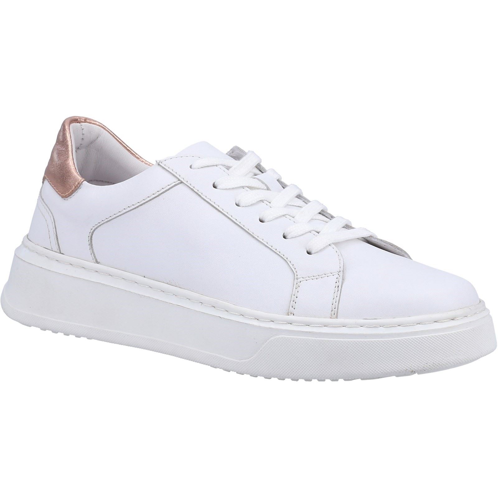 Hush Puppies Camille Leder Damen Weiße Turnschuhe