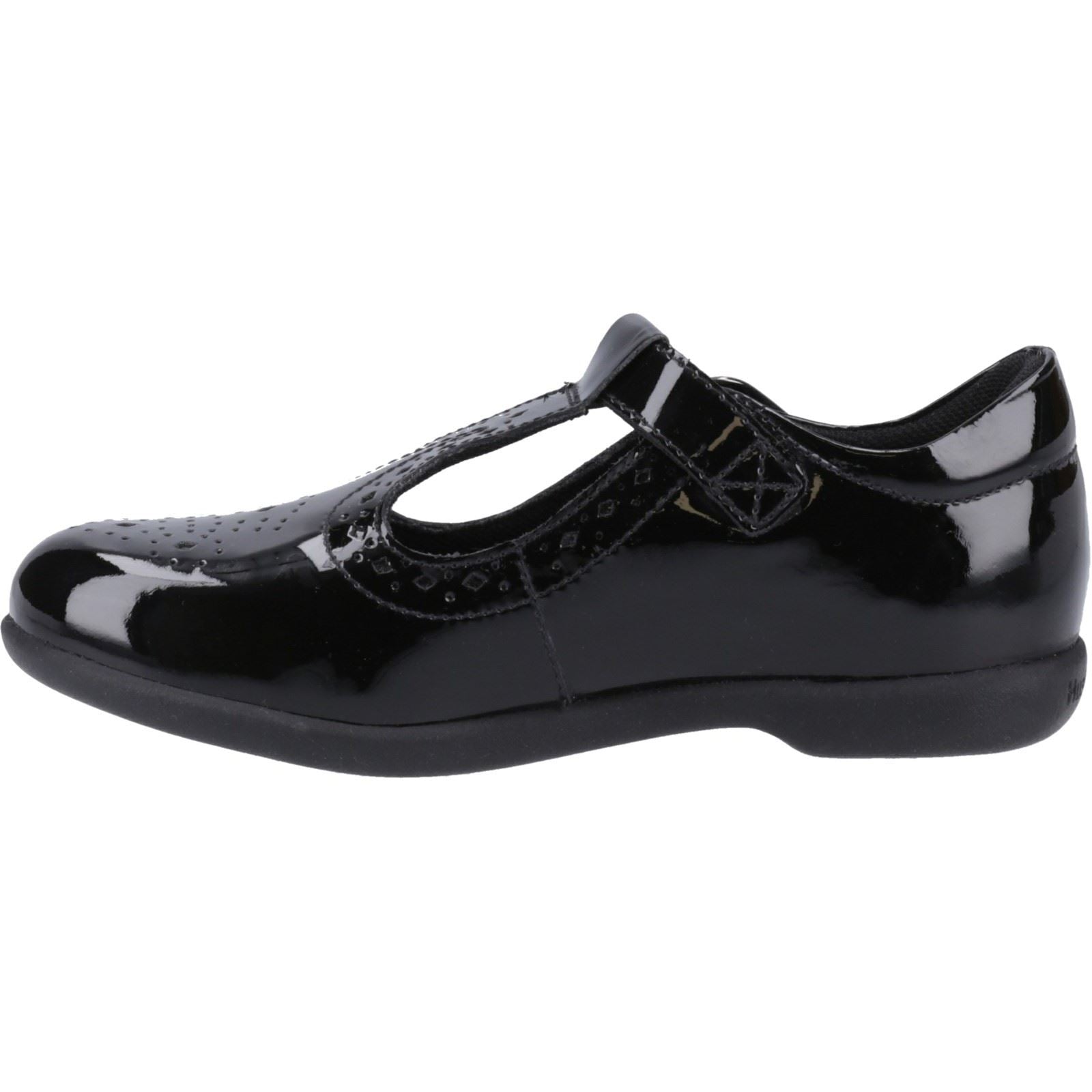 Hush Puppies Britney Patent Senior Mädchenschuhe Aus Schwarzem Leder