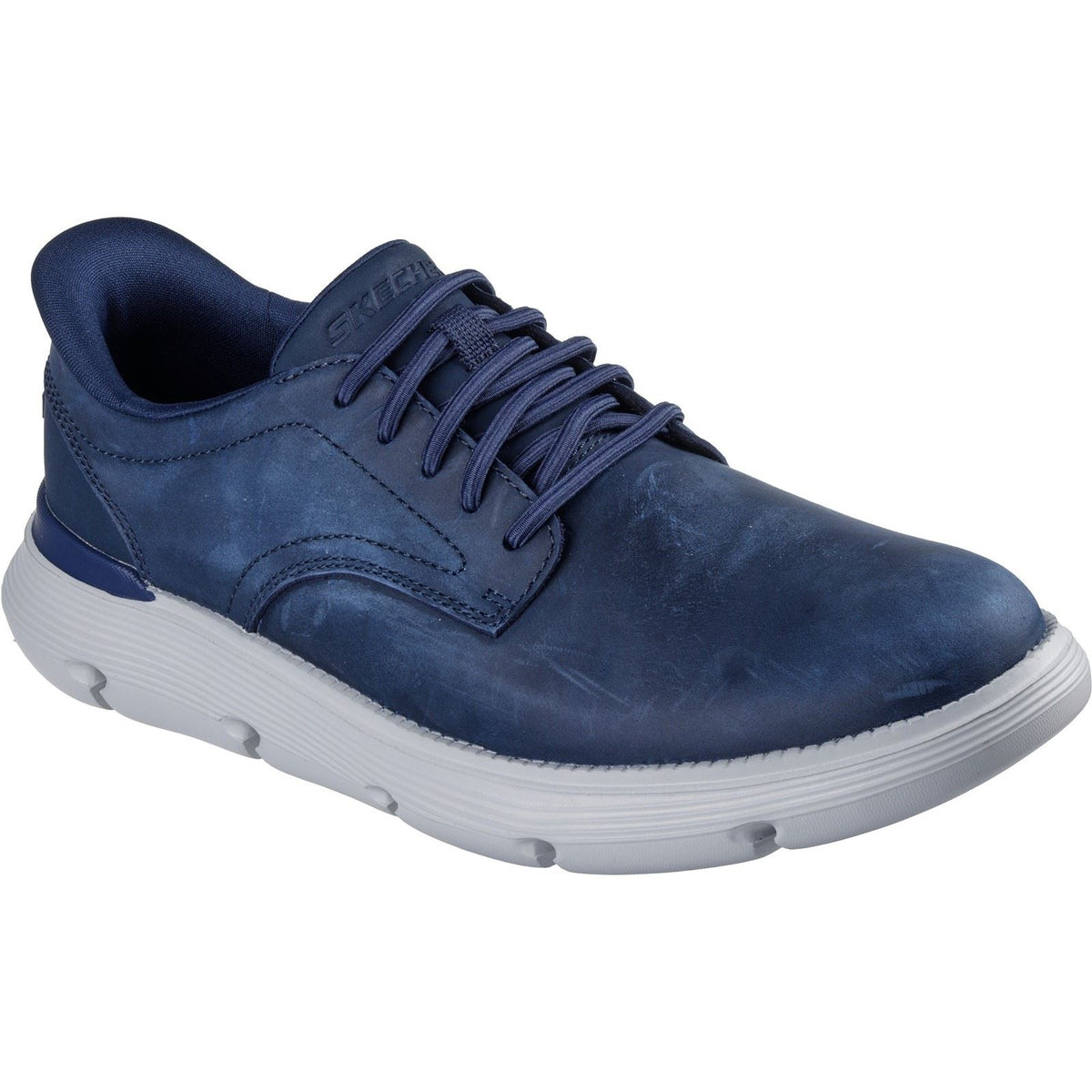 Skechers Garza Duran Herren Lederschuhe in Marineblau/Weiß mit Schnürung