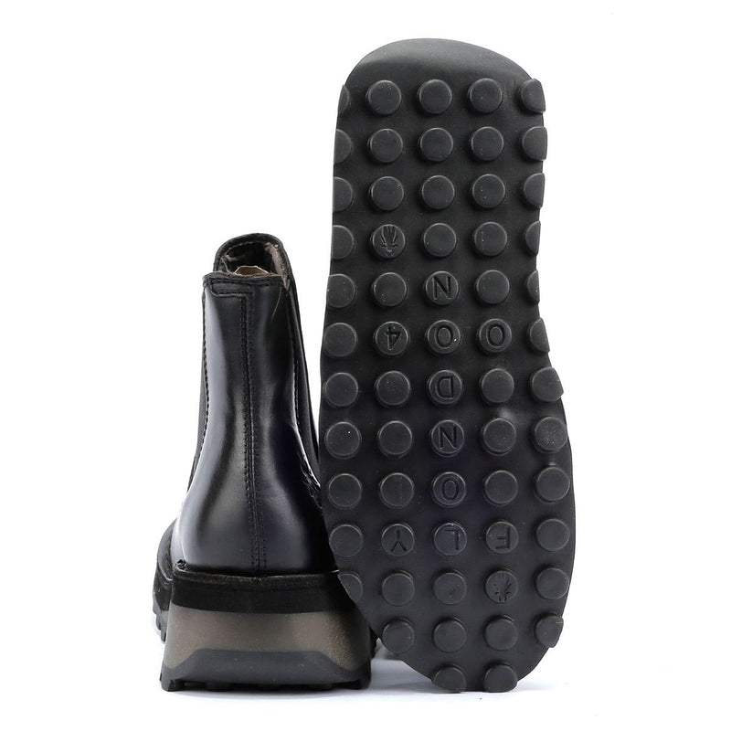 Fly London Huud Leder Damen Schwarze Farbe Stiefel