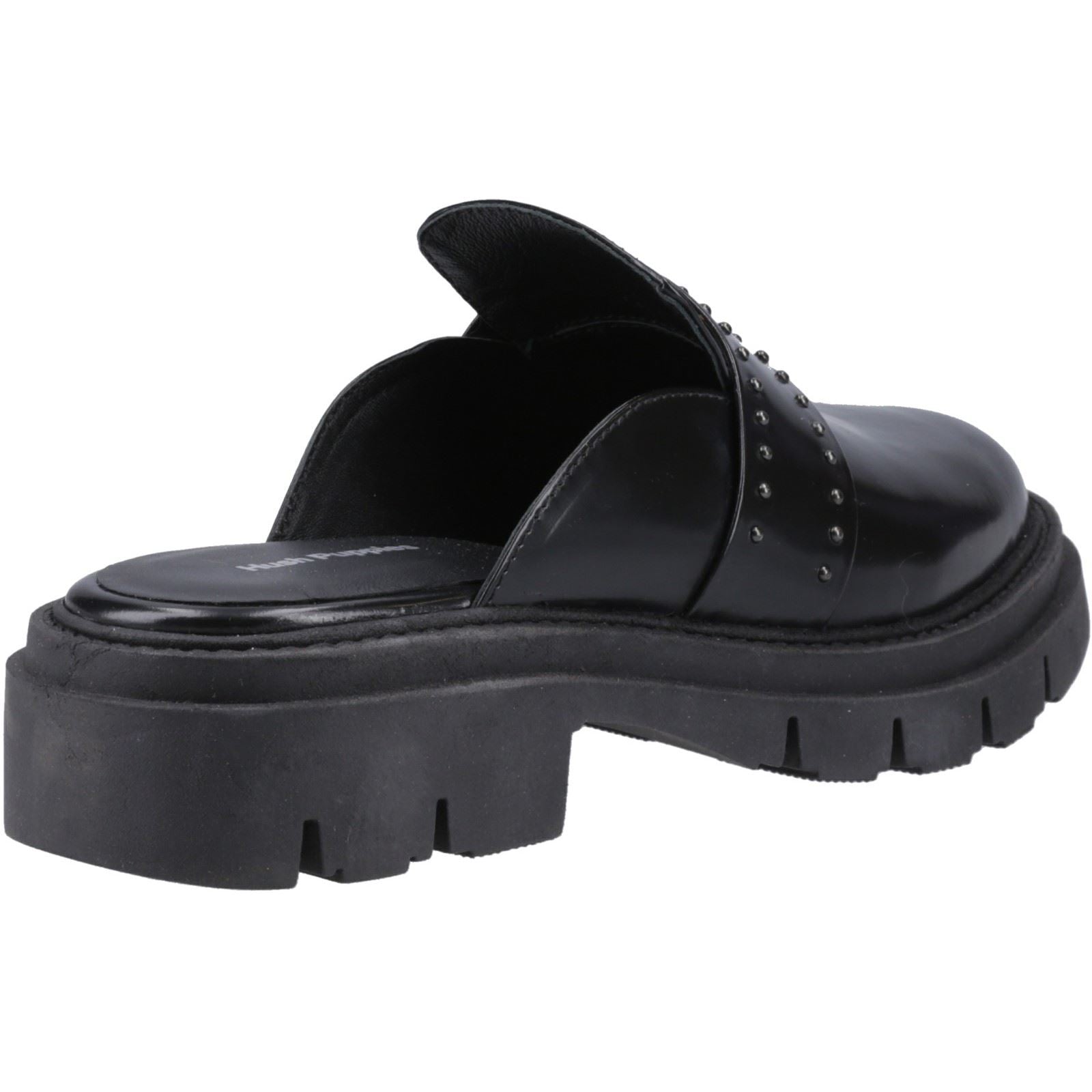 Hush Puppies Nicole Studded Damen Clogs Aus Schwarzem Leder