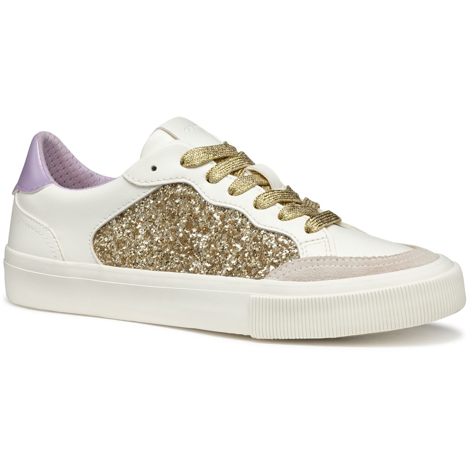 Geox D EMMELENY Damen Sneaker In Optik Weiß/Lichtgold