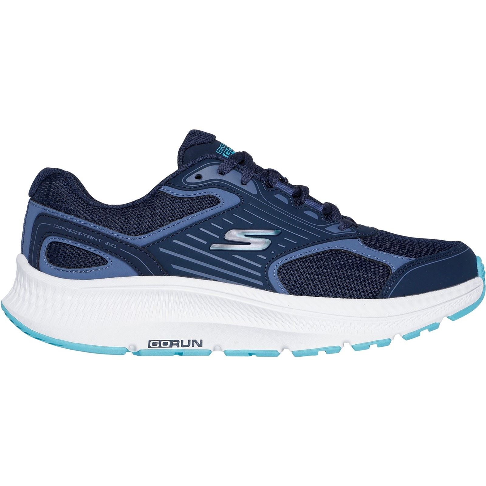 Skechers Performance GO RUN Consistent 2.0 Advantage Leder Damensneaker In Marineblau/Blau