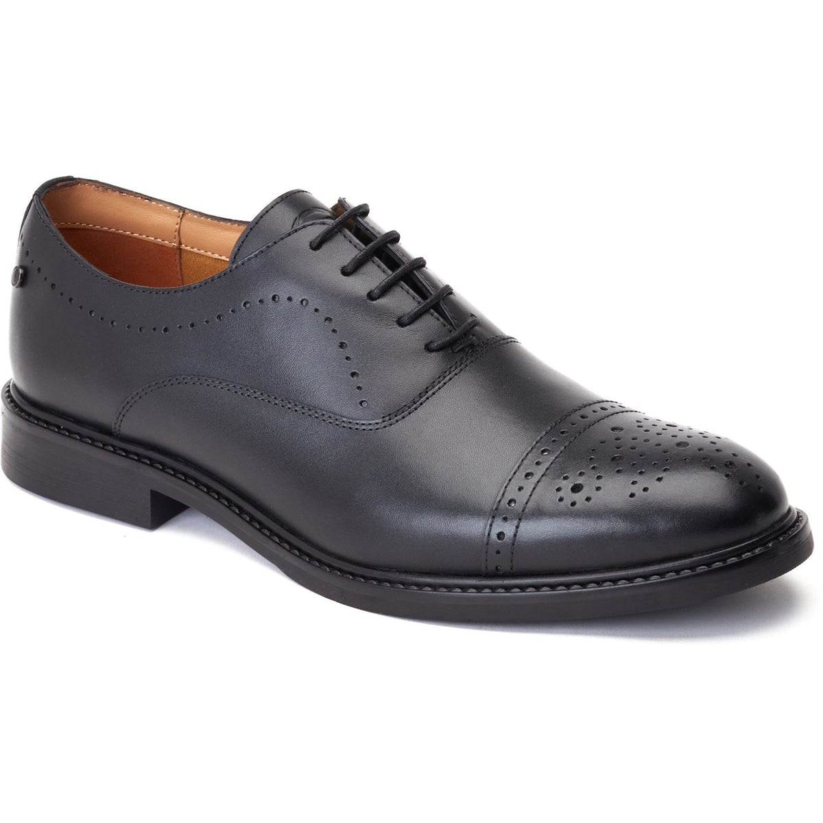 Base London Corbin Leder Herrenschuhe In Schwarz Oxford Stil