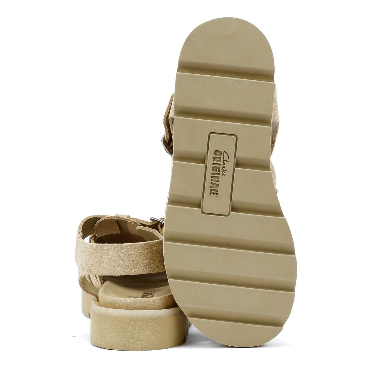 Clarks Originals Meadow Buckle Damen Sandalen Aus Veloursleder In Beige