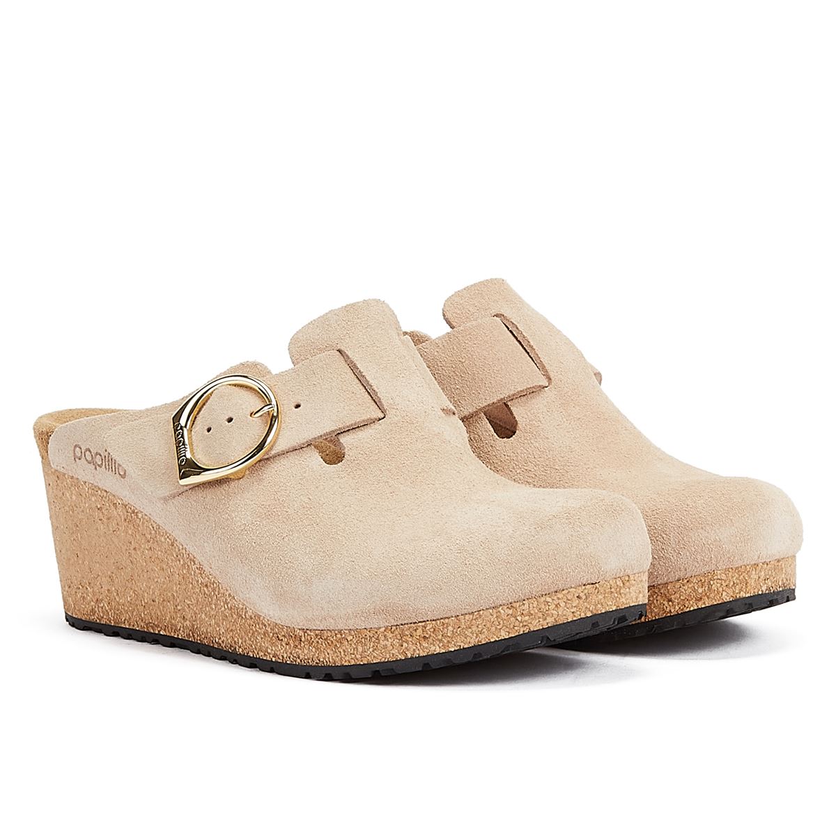 Birkenstock Fanny Ring-Schnallen Wildleder-Warm-Sand Damen-Beige-Wedges