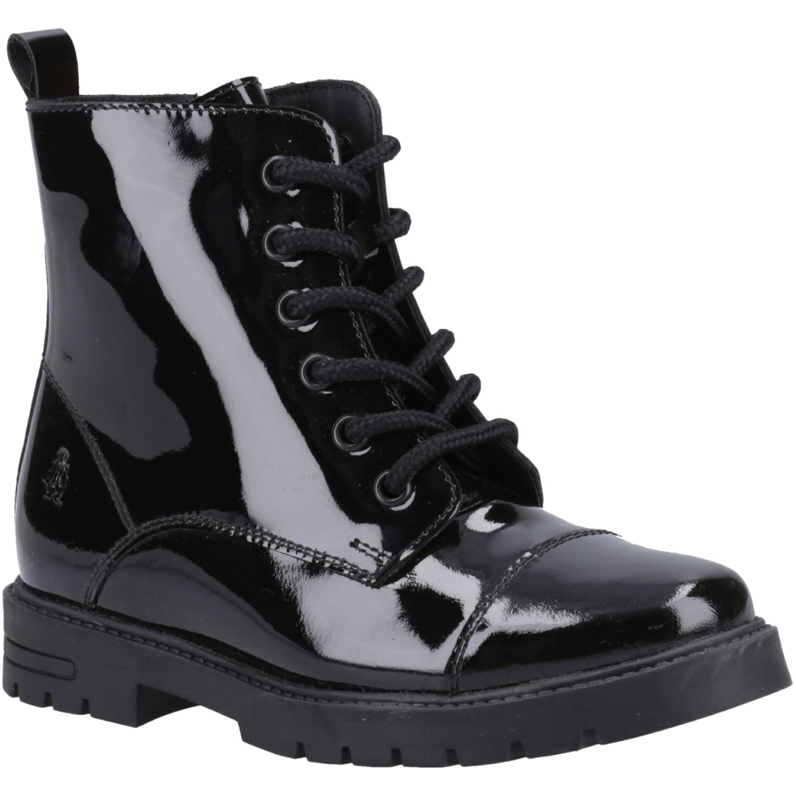 Hush Puppies Lauren Patent Senior Mädchen Schwarze Farbe Lederstiefel