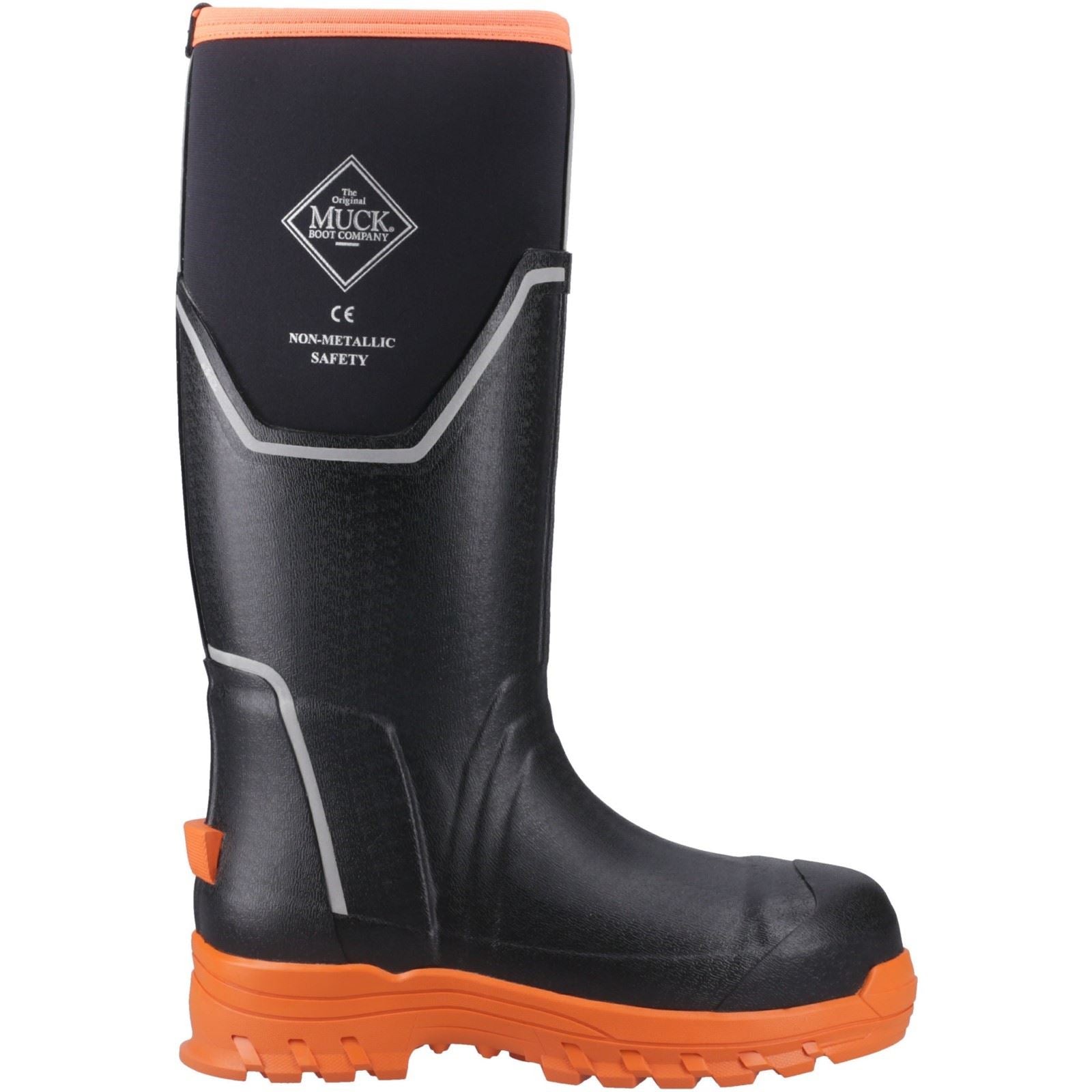 Muck Boots Grit S5 Damen Gummistiefel in Schwarz/Orange