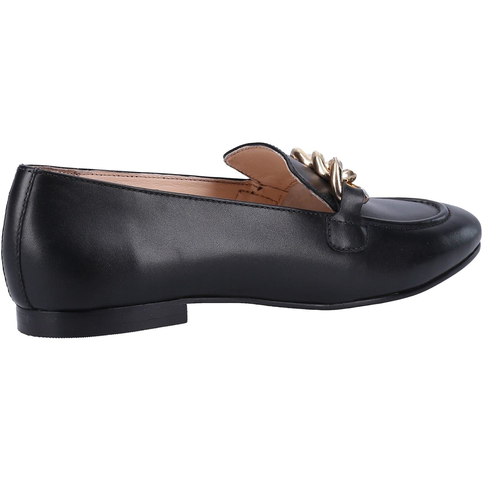 Hush Puppies Harper Chain Damen-Schwarze Farbe-Lederloafer