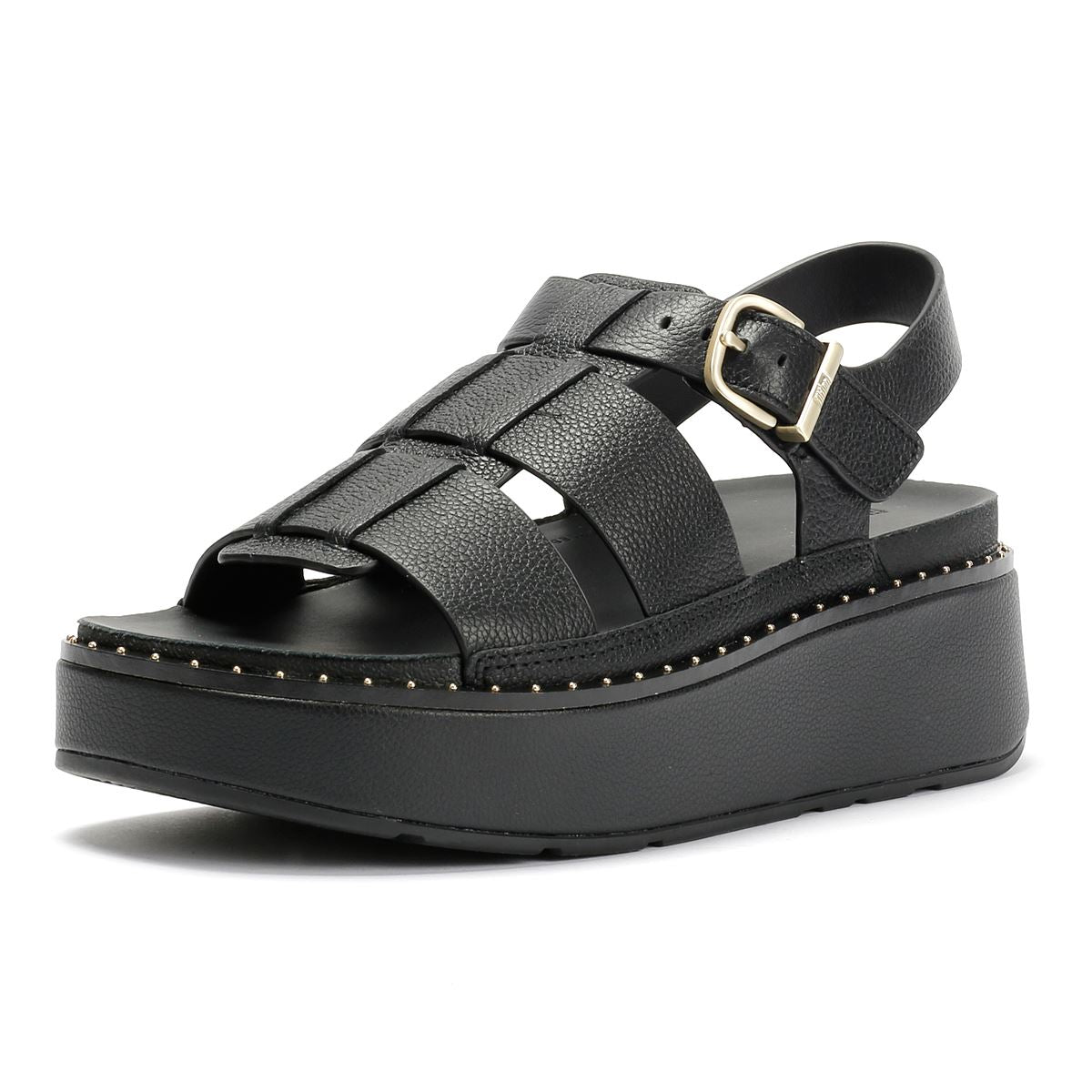 FitFlop GEN-FF Max Fisherman Tumbled Leder Damen Schwarze Sandalen