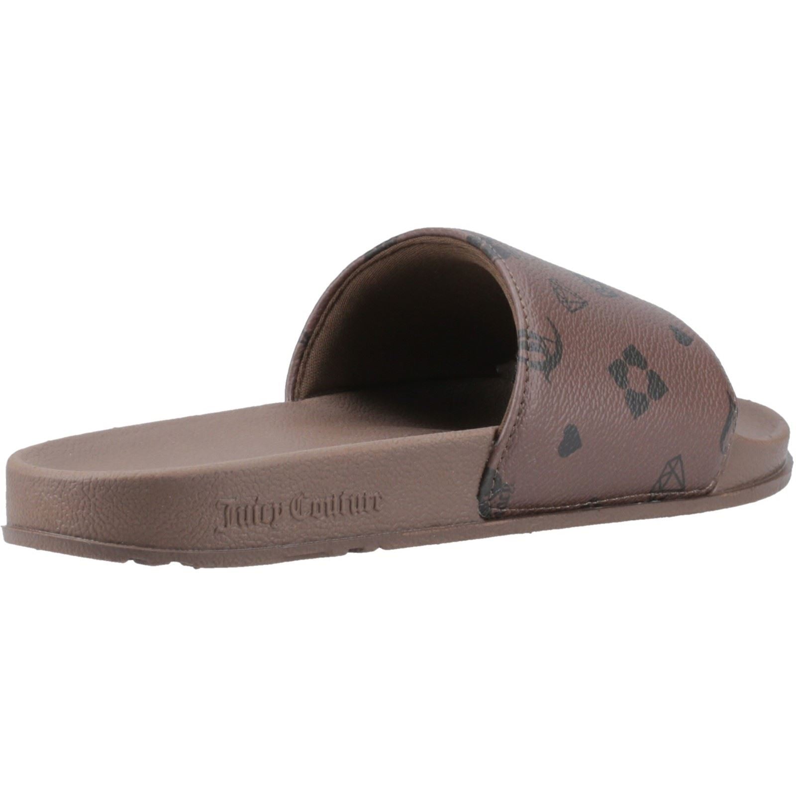 Juicy Couture MIA Synthetik Damen Schwarz/Braune Monogramm-Schlappen
