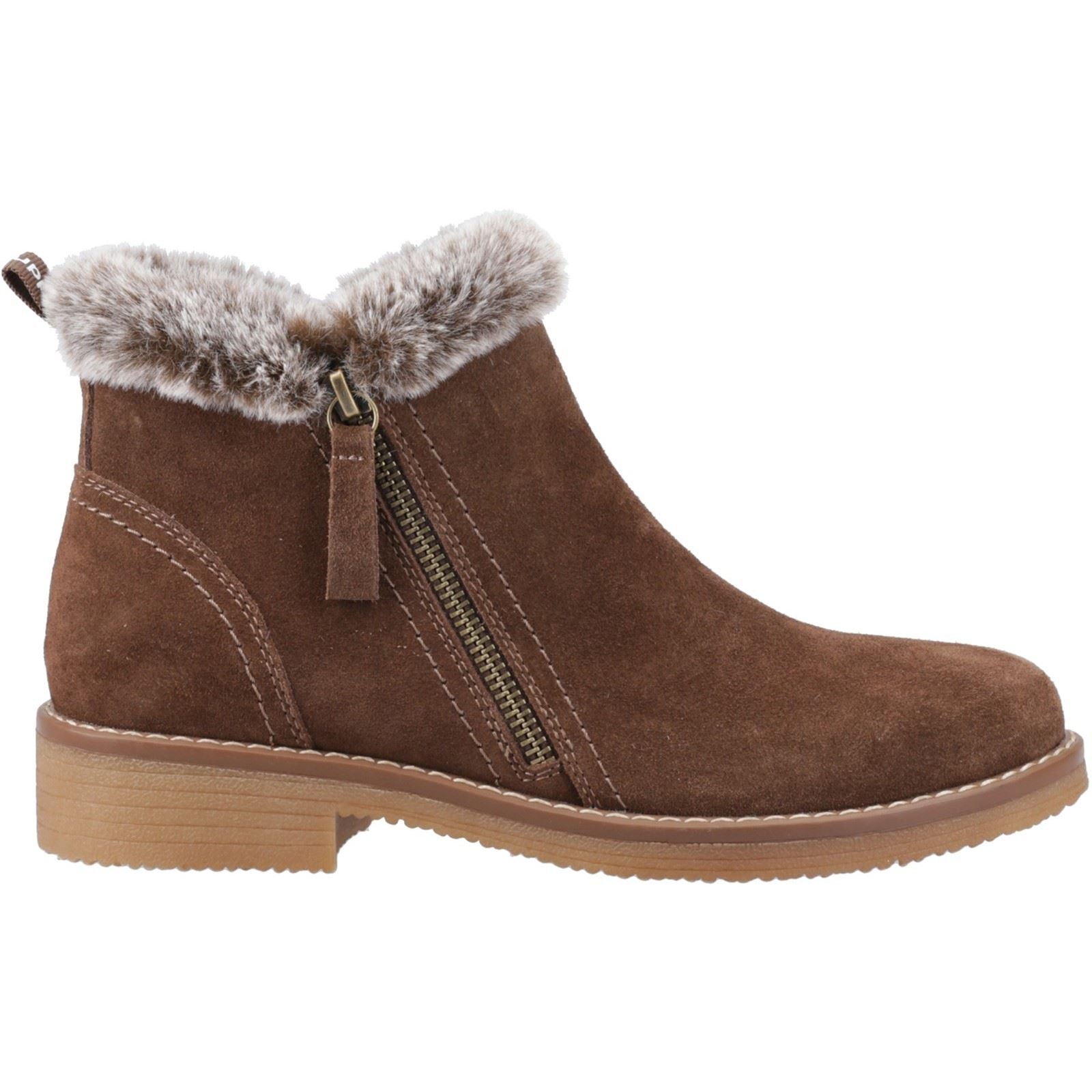 Hush Puppies Marnie Damen Winterstiefeletten aus Wildleder in Schokoladenfarbe
