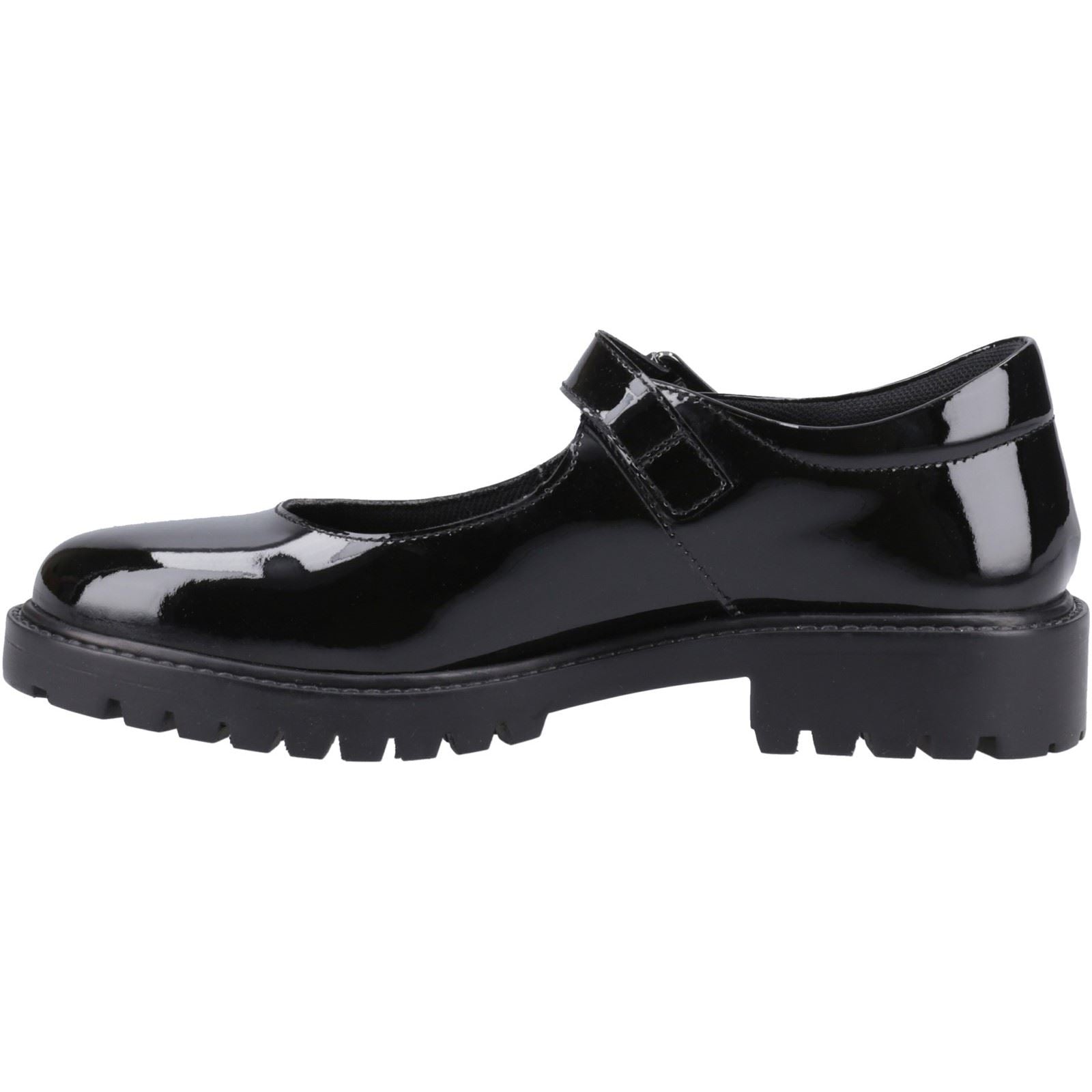 Hush Puppies Aurora Patent Senior Mädchenschuhe Aus Schwarzem Leder