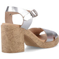 Hush Puppies Georgia Cork Damen Silberne Ledersandalen