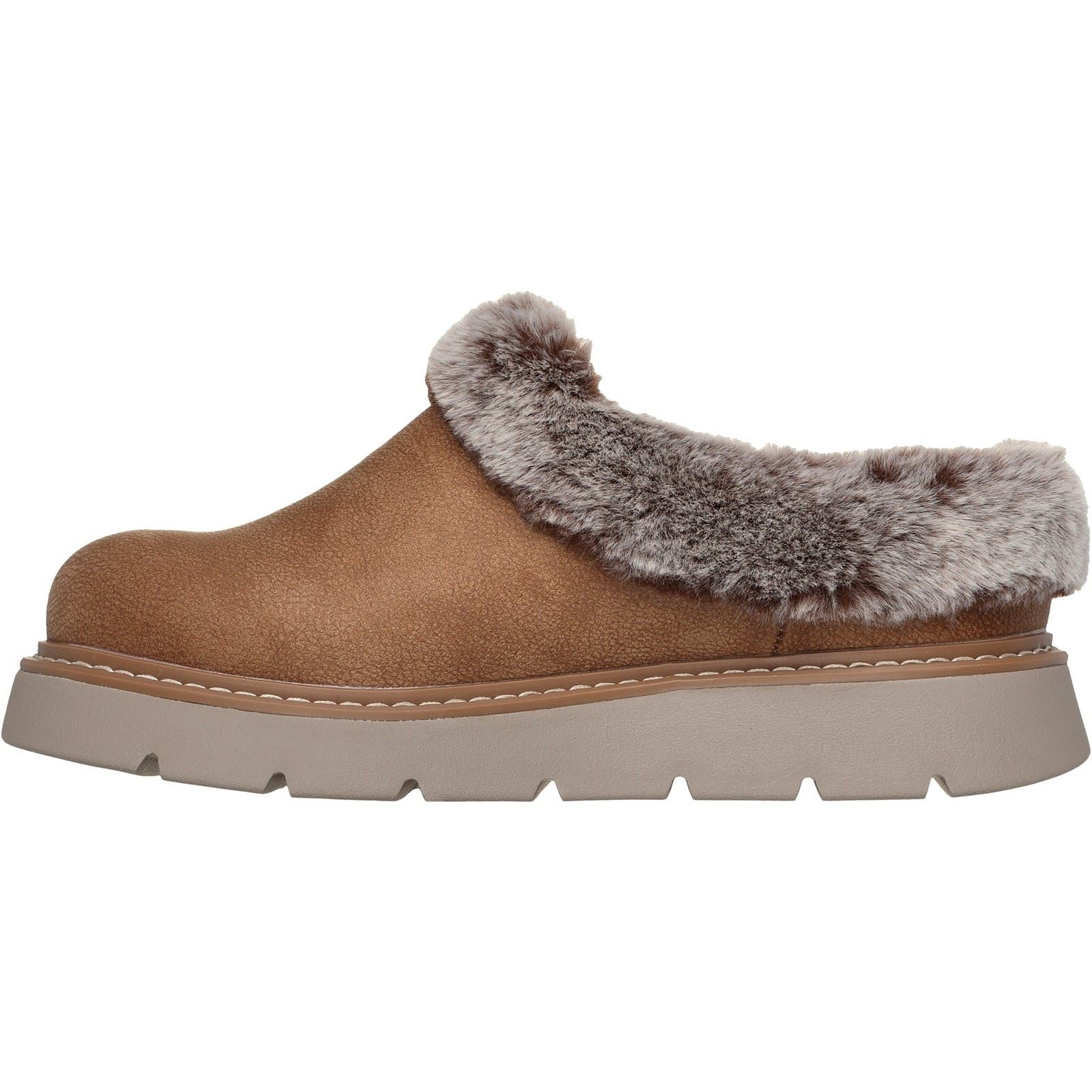 Skechers Keepsakes Lite Cozy Blend Textile Damen Hausschuhe In Kastanienbraun