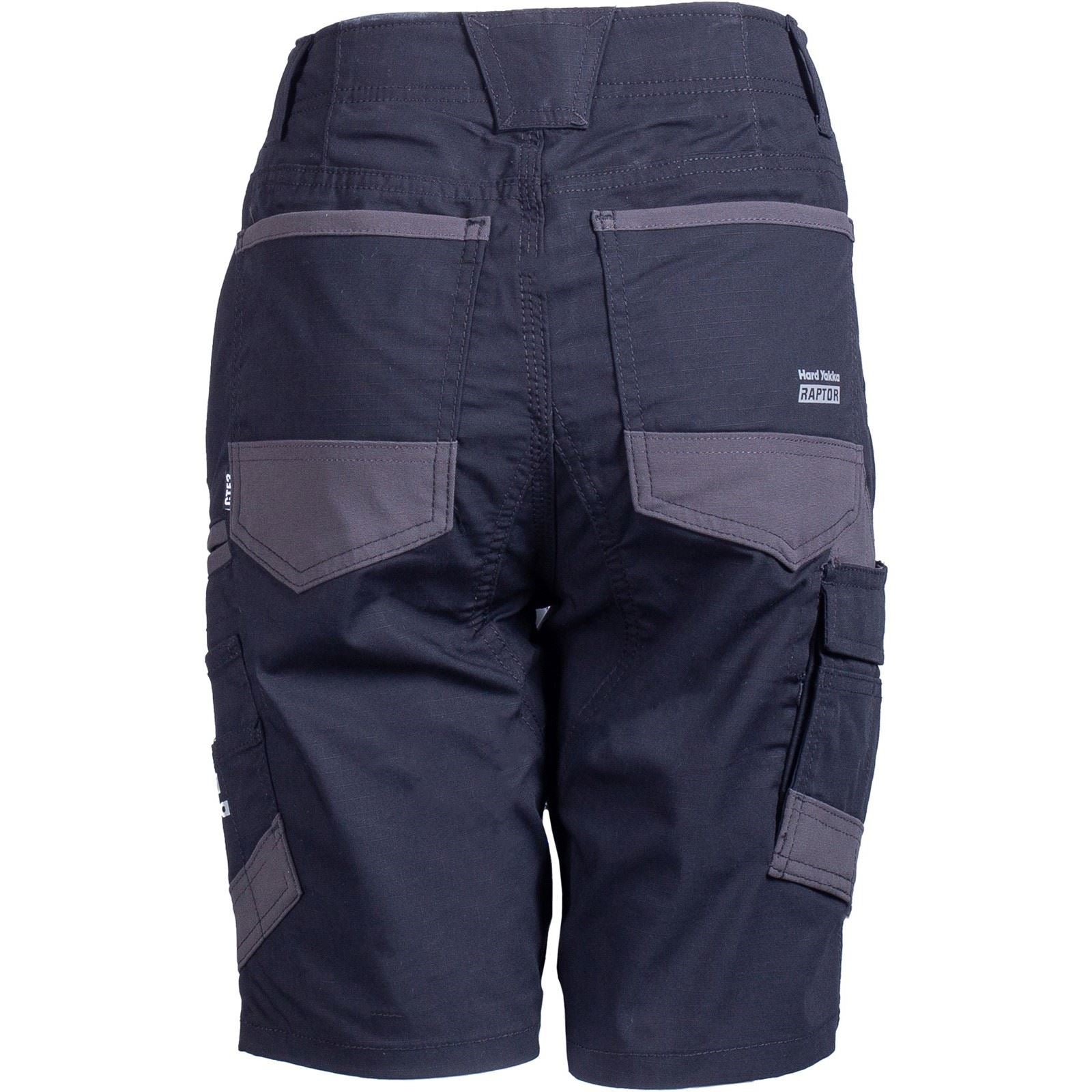 Hard Yakka Raptor Active Baumwolle Damen Schwarze Knielange Shorts