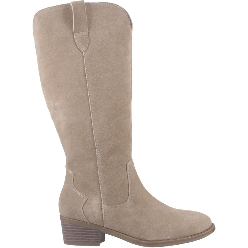 Hush Puppies Isabella Frauen Wildleder Stiefel in Taupe mit Absatz bis zum Knie
