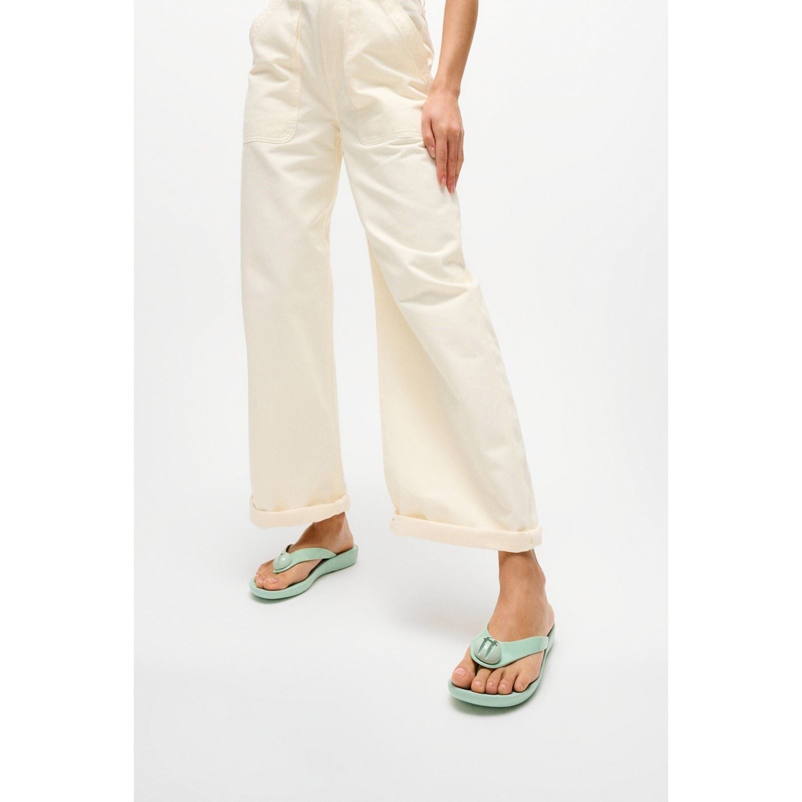 Fitflop iQushion Glossy-Button Polyurethan Damen Minzflüster Flip-Flops