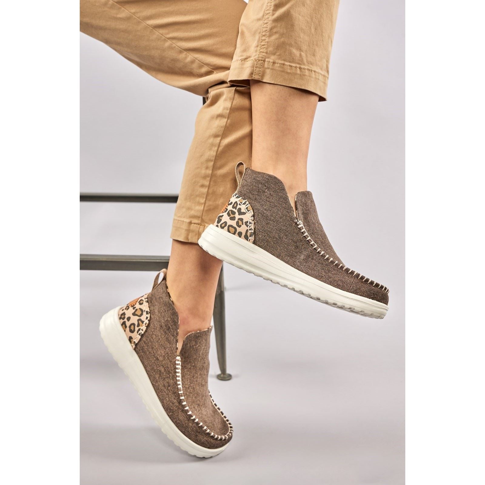 HEYDUDE Denny Baumwoll-Damen-Leopardenstiefel