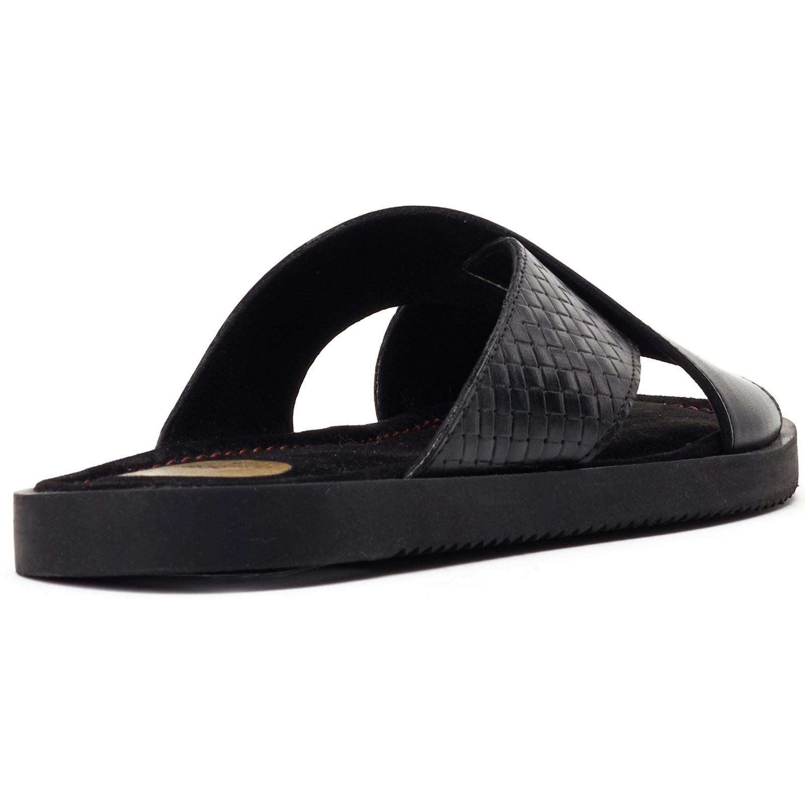 Base London Astro Leder Herren Schwarze Sandalen