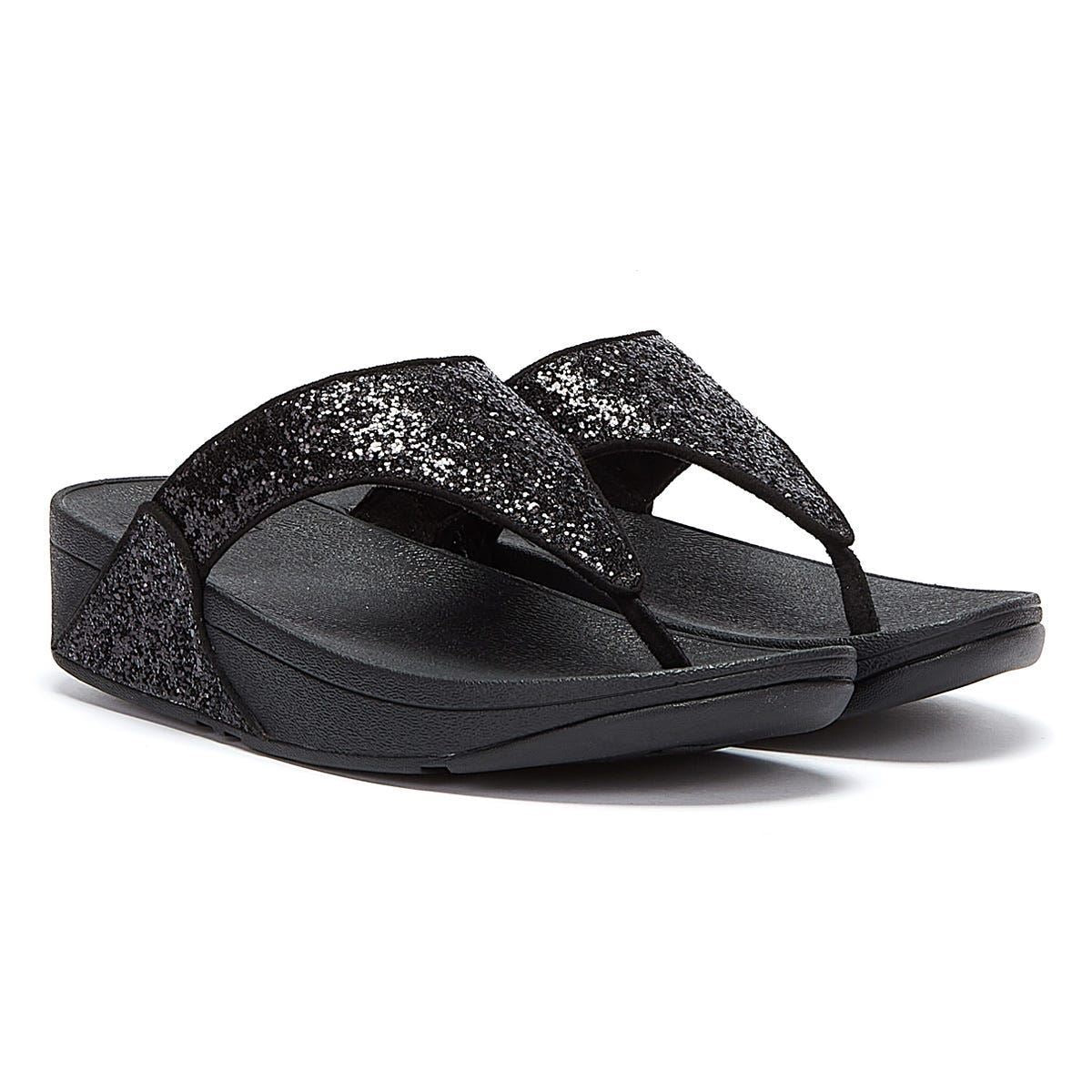 FitFlop Lulu Glitter Damen Schwarze Flip-Flops