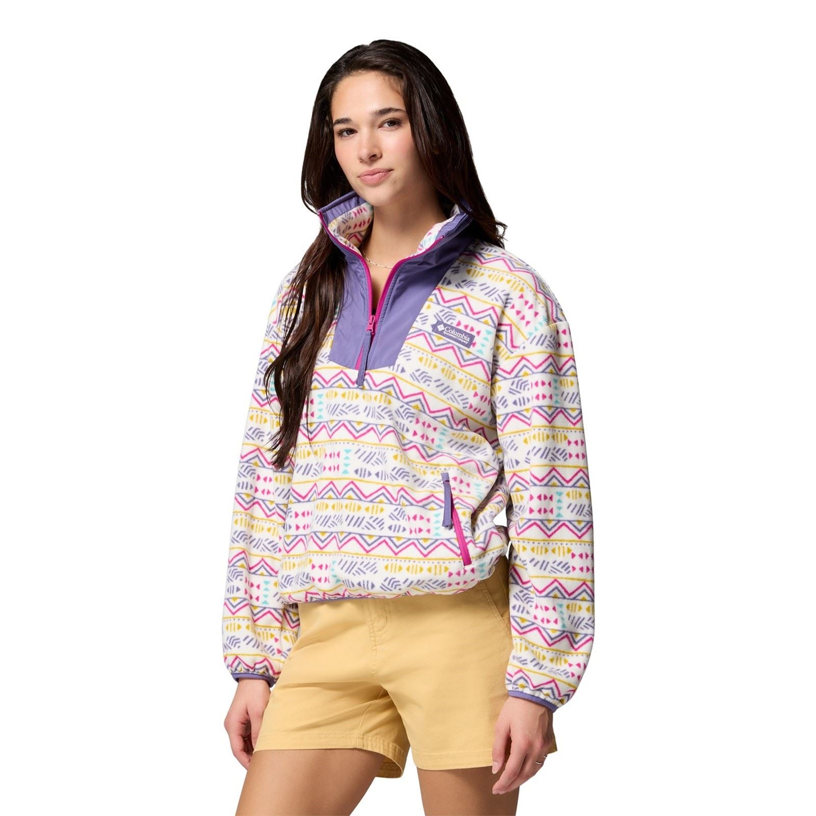 Columbia Sequoia Grove Printed Half Zip Polyester Damen Weißer Fleece-Pullover