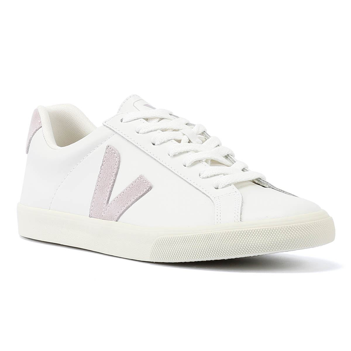 Veja Esplar Leder-Damensneakers In Weiß/Flieder