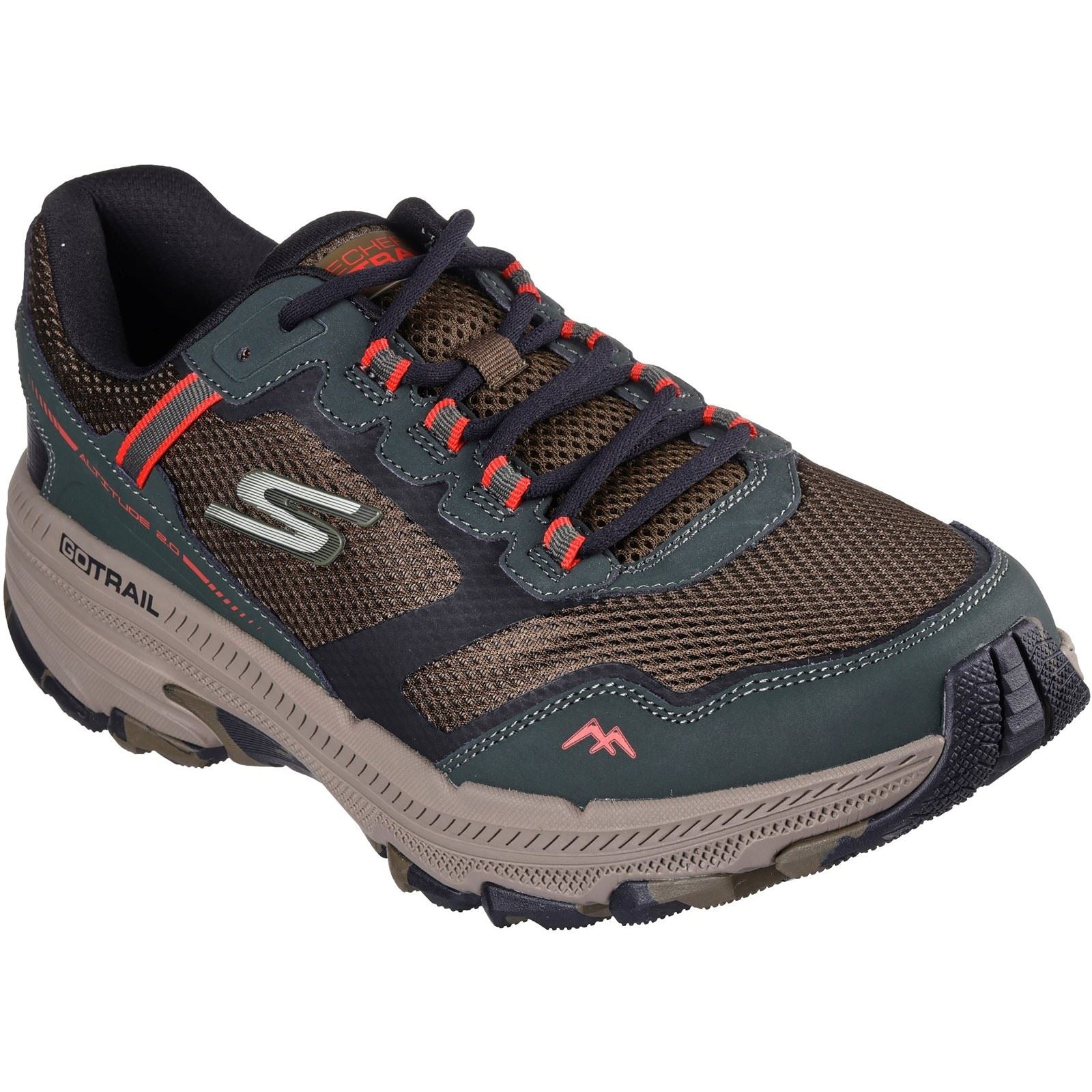 Skechers Performance GO RUN Trail Altitude 2.0 Marble Rock 3 Herren Sneaker Aus Leder In Olivgrün/Schwarz