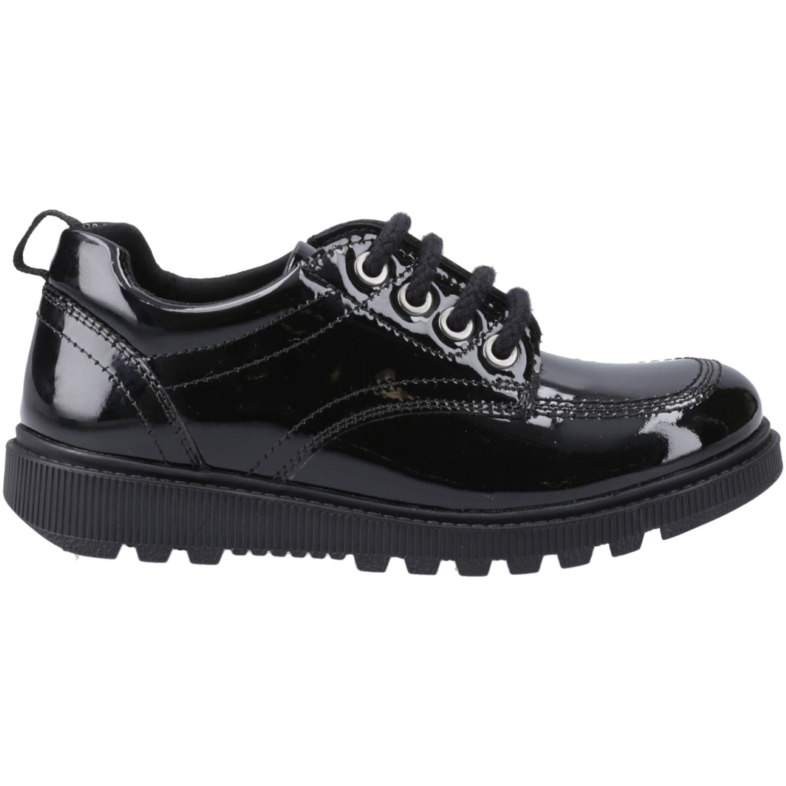 Hush Puppies Keeley Mädchenschuhe Aus Schwarzem Leder Mit Schnürung