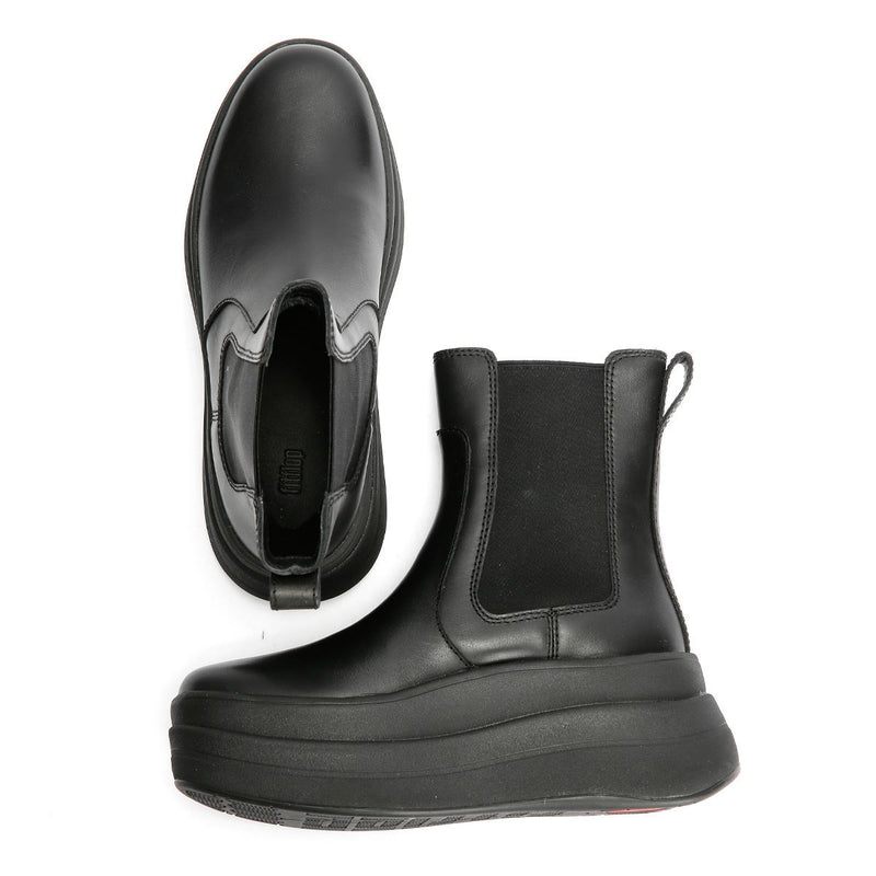 FitFlop F-Mode Leder Damen Schwarze Stiefel