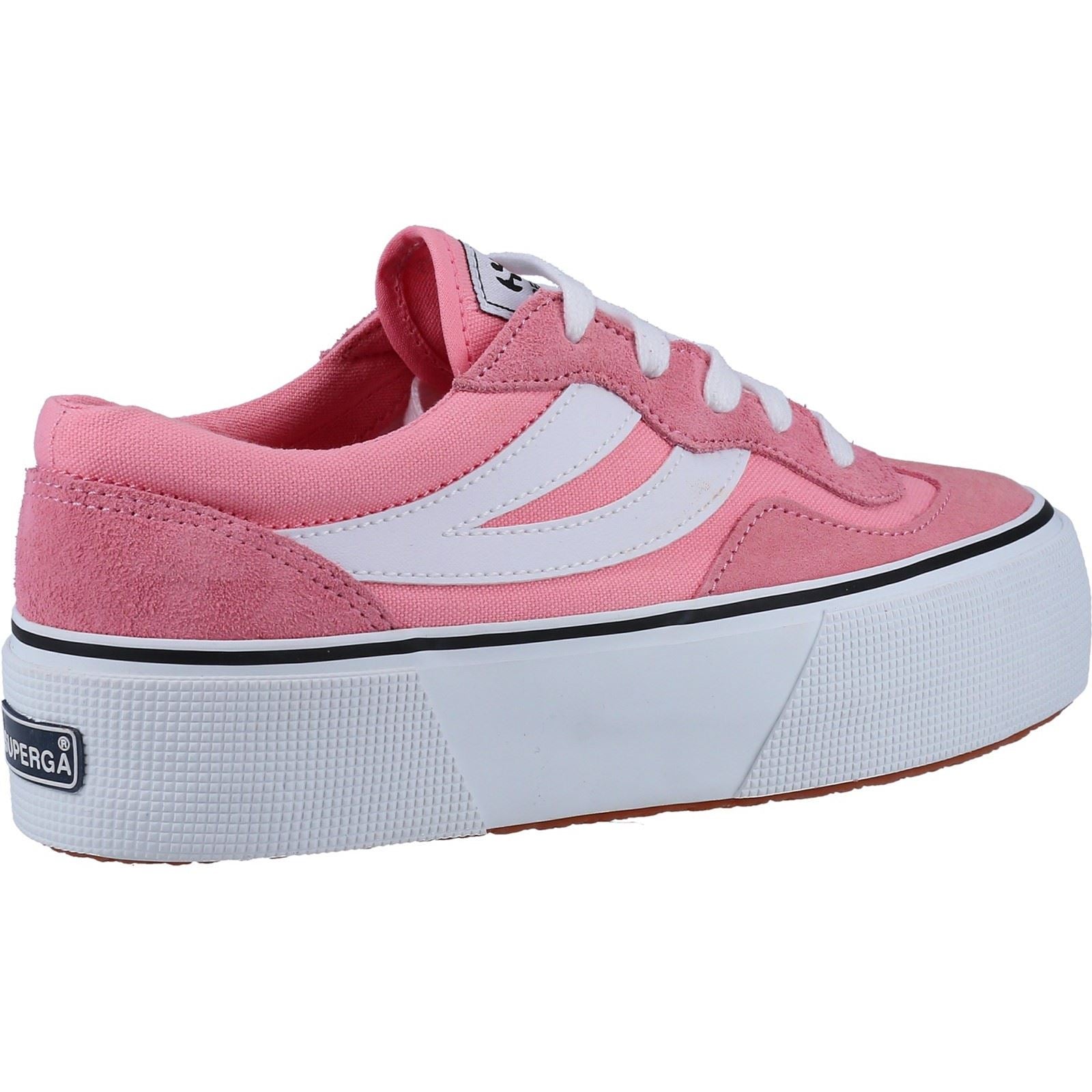 Superga 3041 Revolley Colorblock Platform Leder Damen Sneakers In Pink/Weiß
