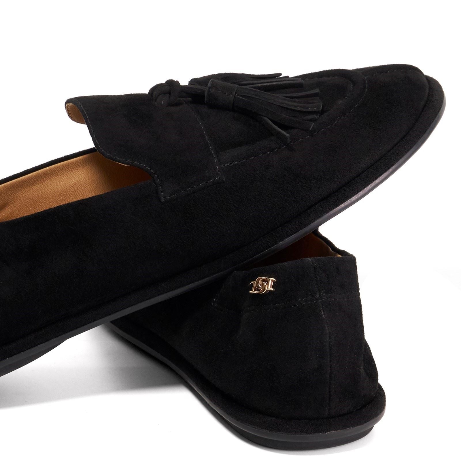 Dune Grounding Wildleder Frauen Schwarze Slipper
