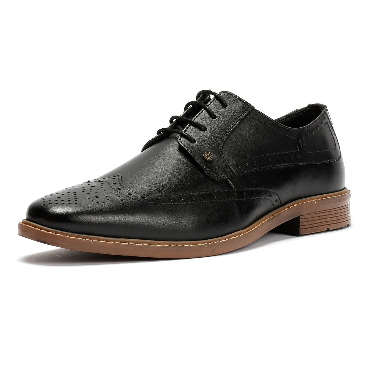 Lambretta Stockton Leder Herren Schwarz Schnürschuhe