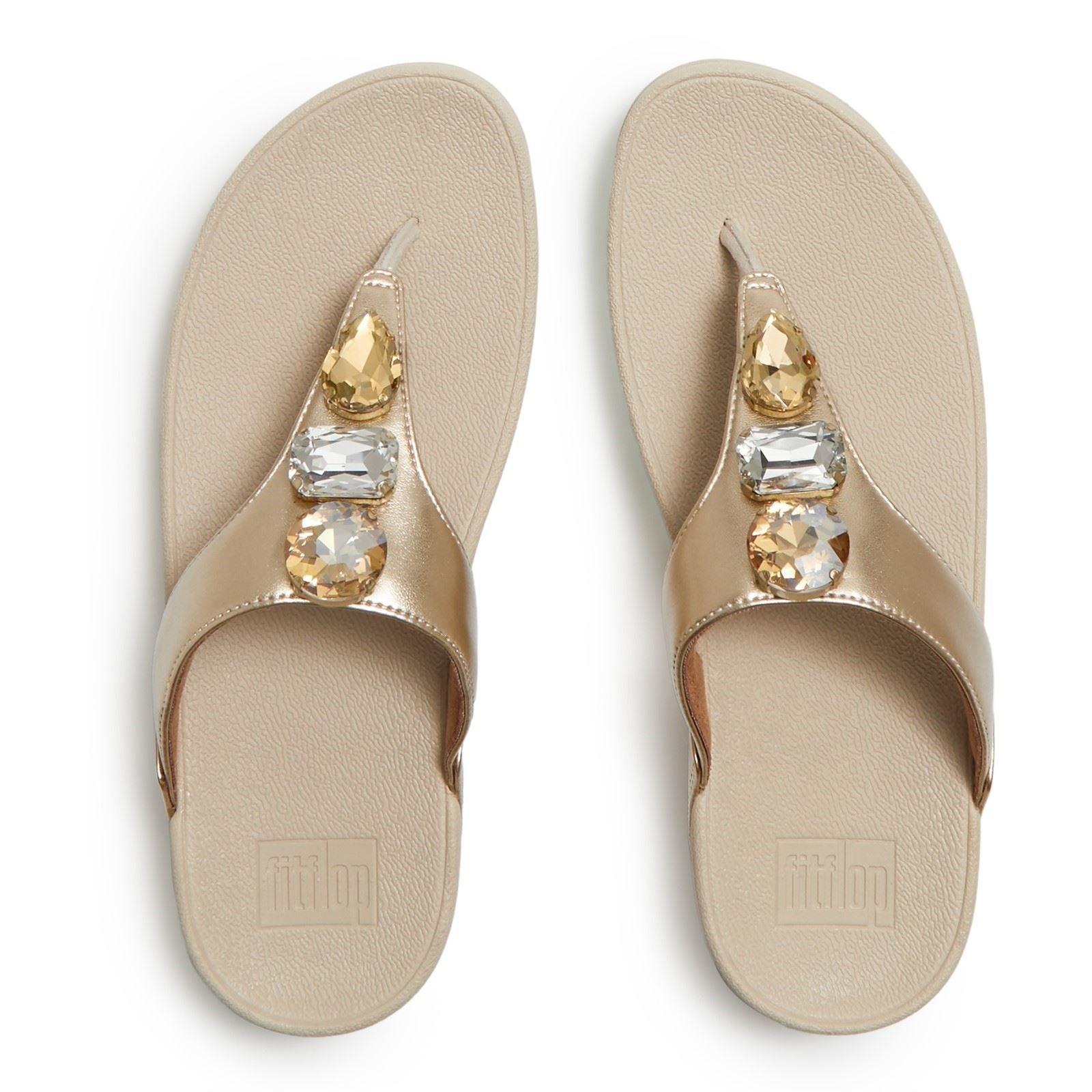 Fitflop Lulu Ultra-Jewel Toe-Post Polyurethan Damen Platino Sandalen