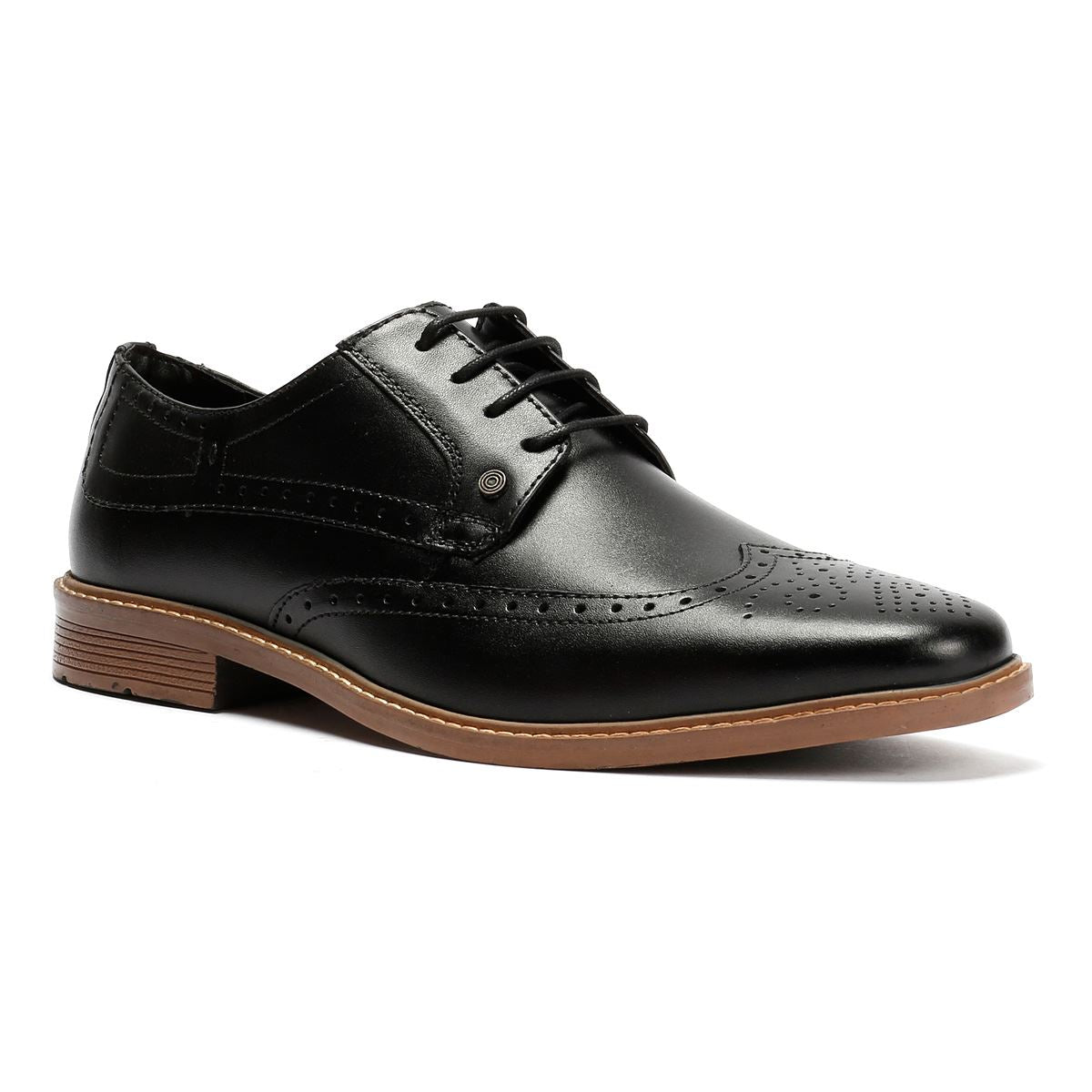 Lambretta Stockton Leder Herren Schwarz Schnürschuhe
