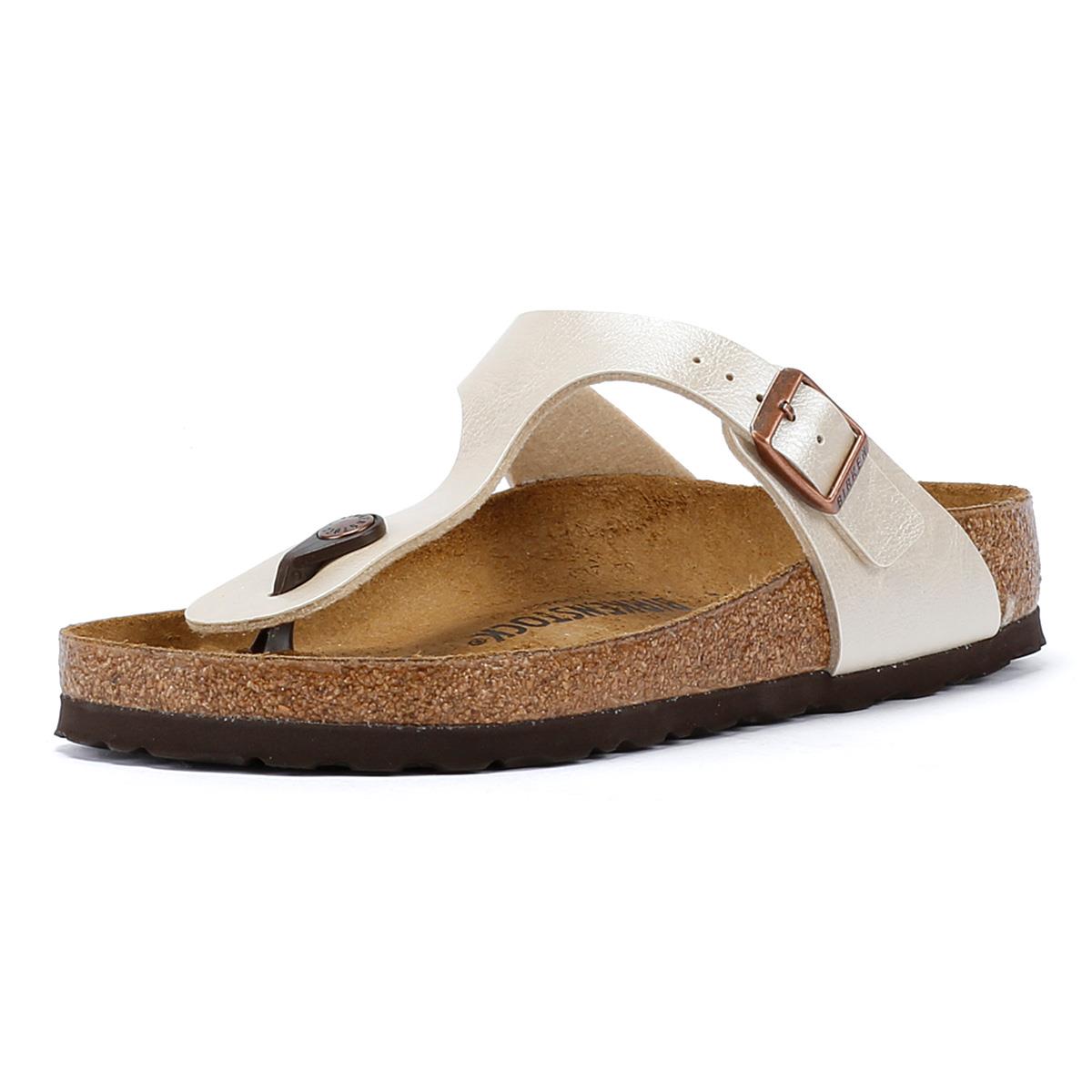 Birkenstock Gizeh Birko Flor Damen Anmutige Perlweiße Sandalen