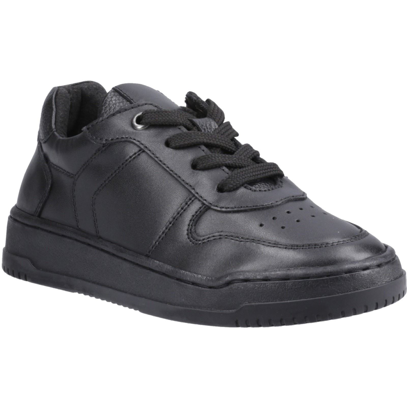 Hush Puppies Dougie Leder Jungen Schwarze Farbe Turnschuhe